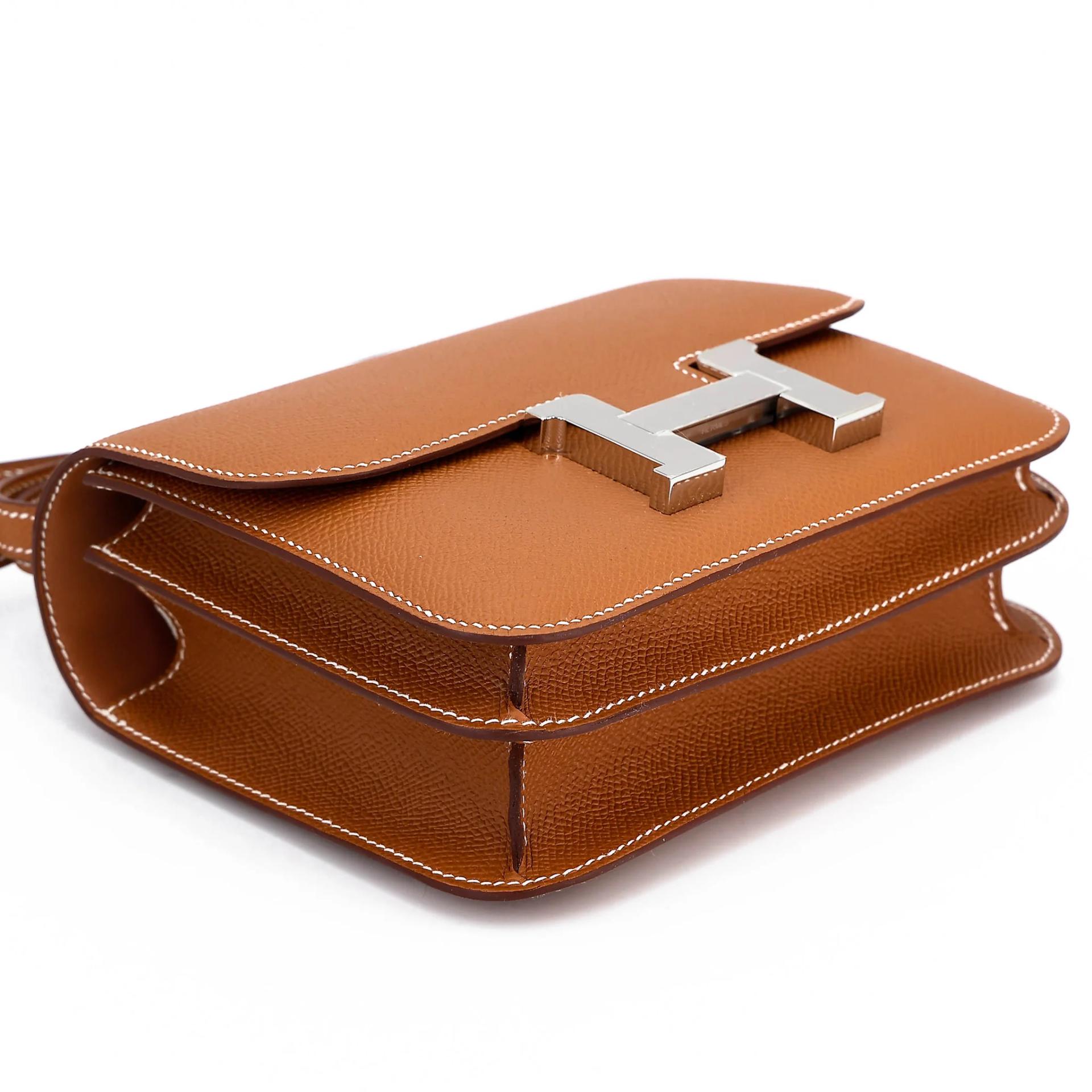 Brand New ( Rank N ) HERMÈS Constance Mini 19 Mirror Gold (37) Epsom Palladium hardware G (2026) - 5