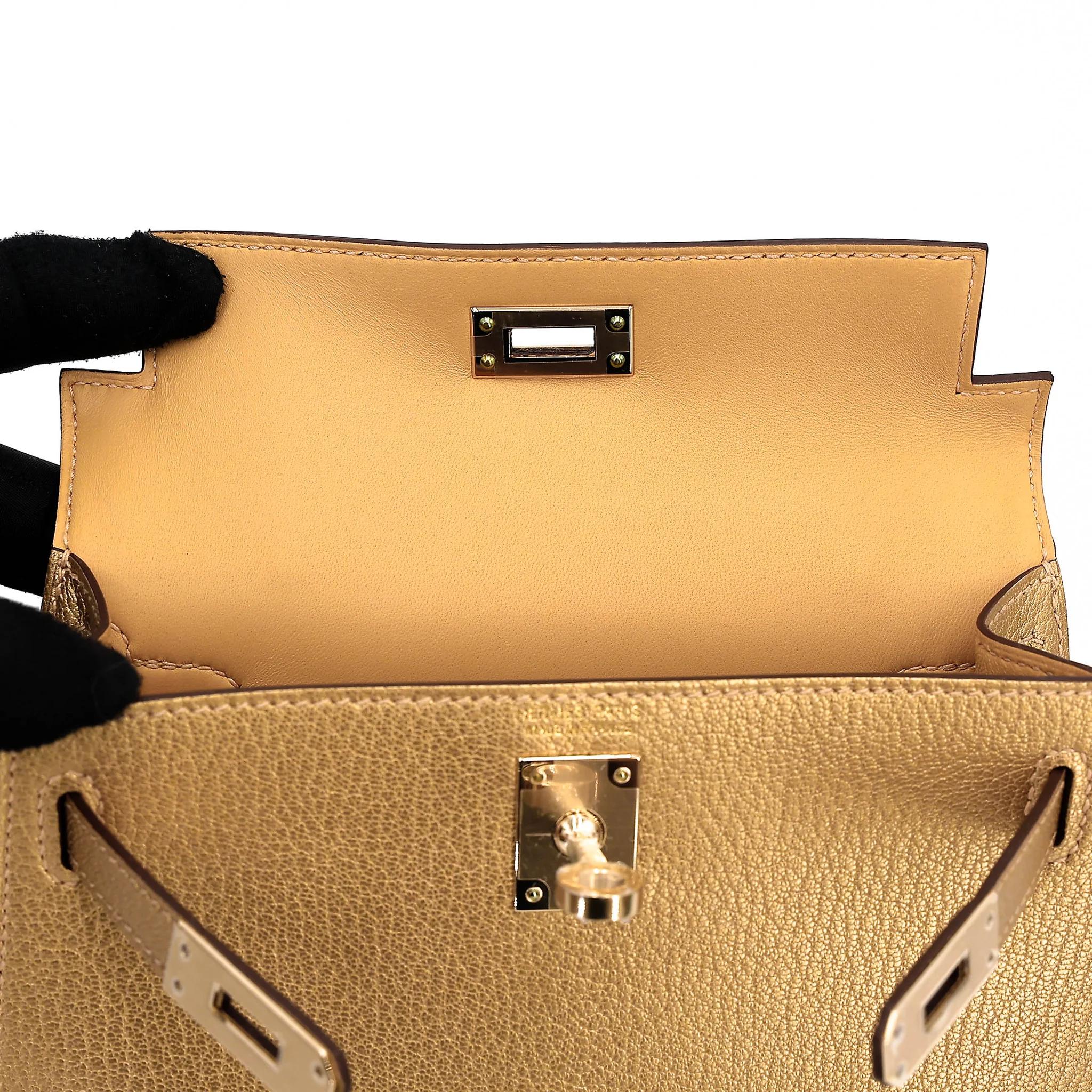 Brand New ( Rank N ) HERMÈS Mini Kelly II Dore (Y9) Chamkilight Permabrass hardware K (2025) - 12