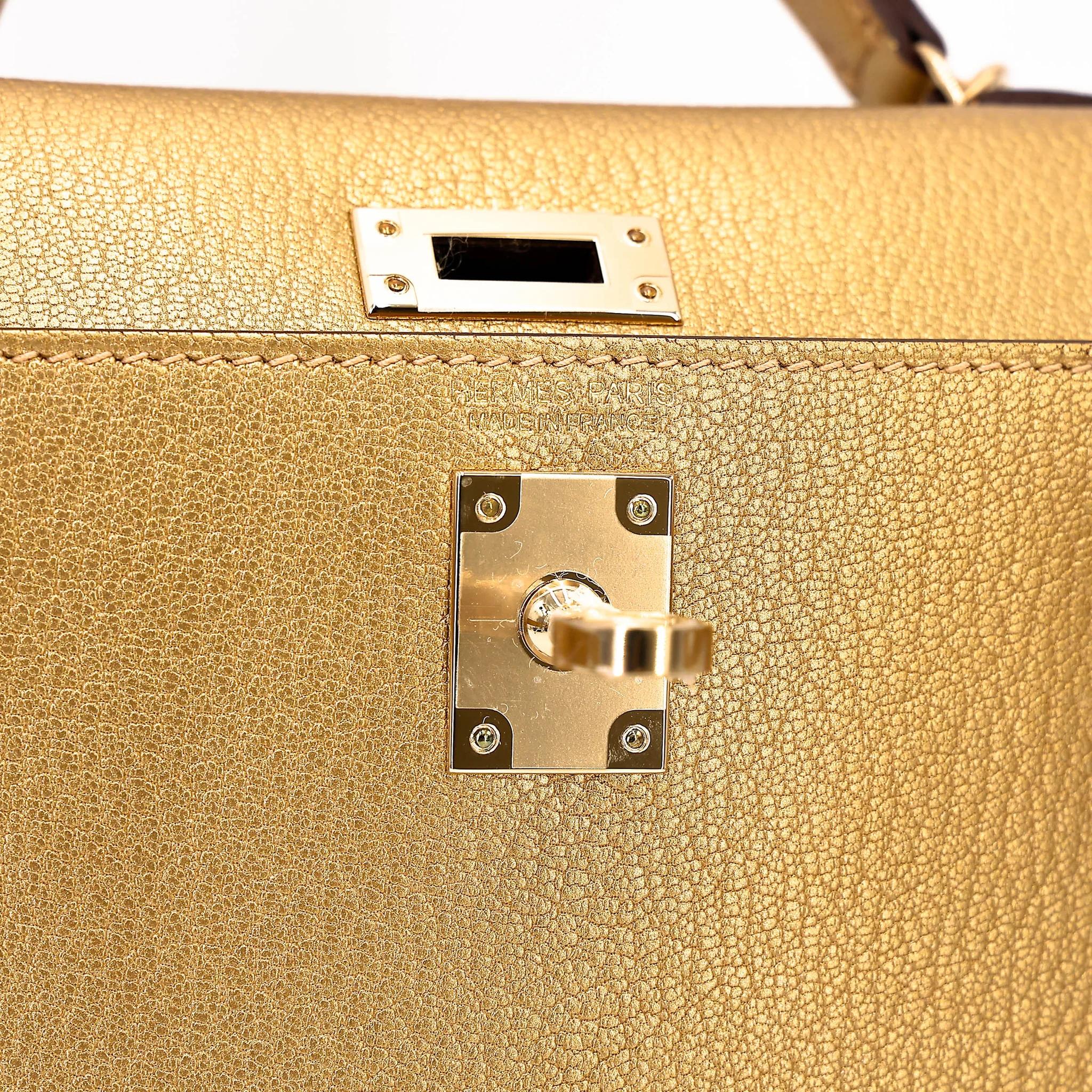 Brand New ( Rank N ) HERMÈS Mini Kelly II Dore (Y9) Chamkilight Permabrass hardware K (2025) - 13