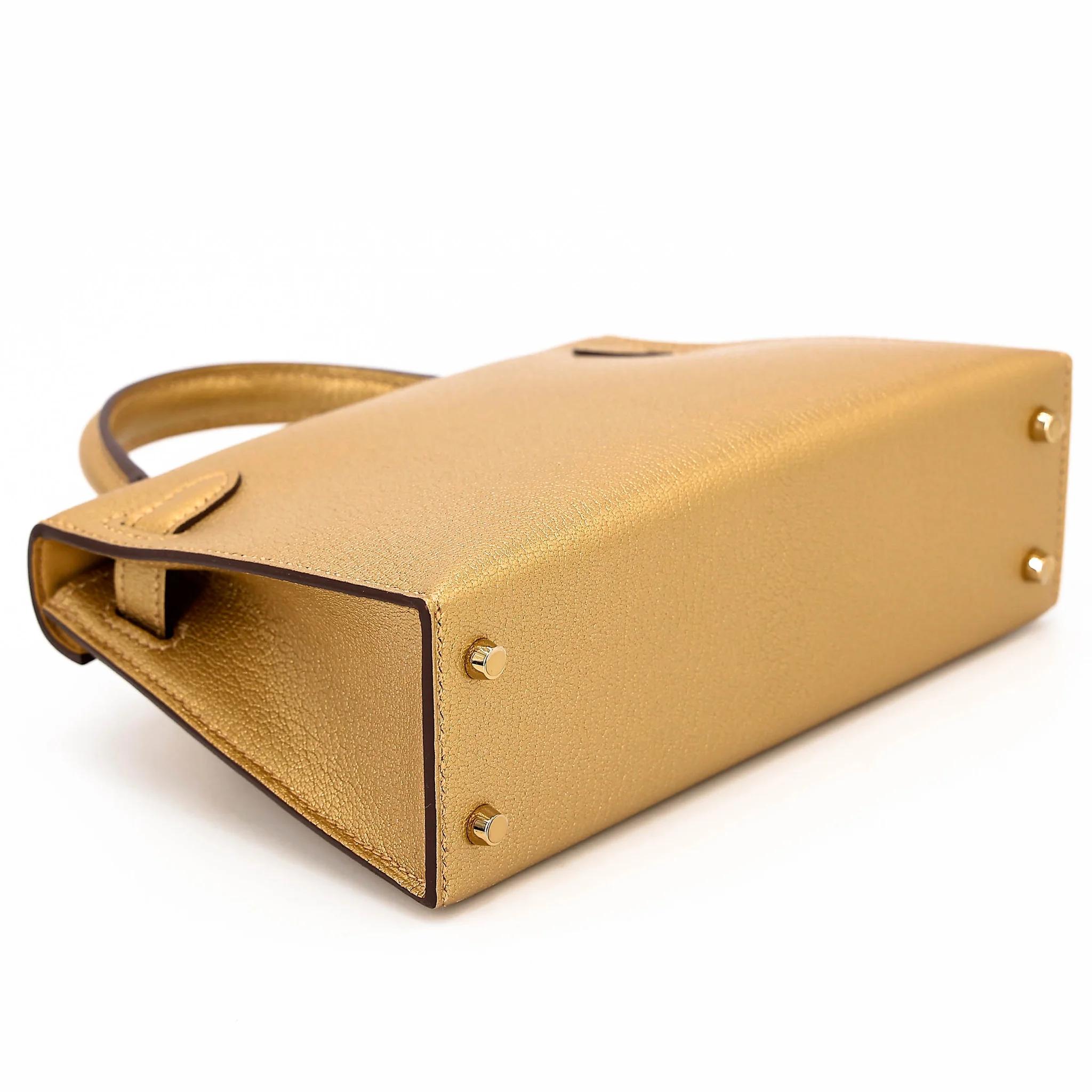 Brand New ( Rank N ) HERMÈS Mini Kelly II Dore (Y9) Chamkilight Permabrass hardware K (2025) - 7