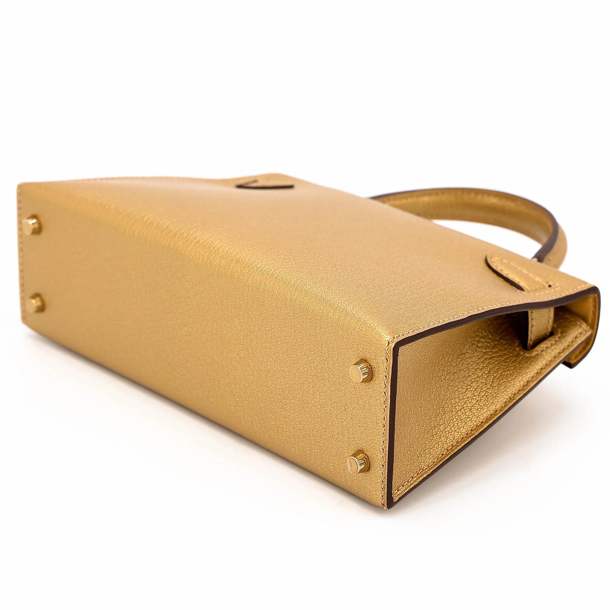 Brand New ( Rank N ) HERMÈS Mini Kelly II Dore (Y9) Chamkilight Permabrass hardware K (2025) - 6