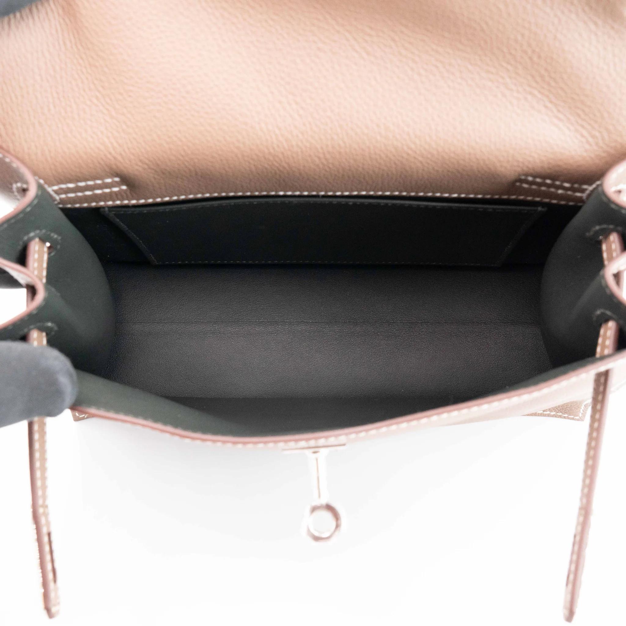 Brand New ( Rank N ) HERMÈS Kelly Danse Verso Etoupe (18) New Vert Fonce (04) Evercolor Palladium hardware G (2026) - 14