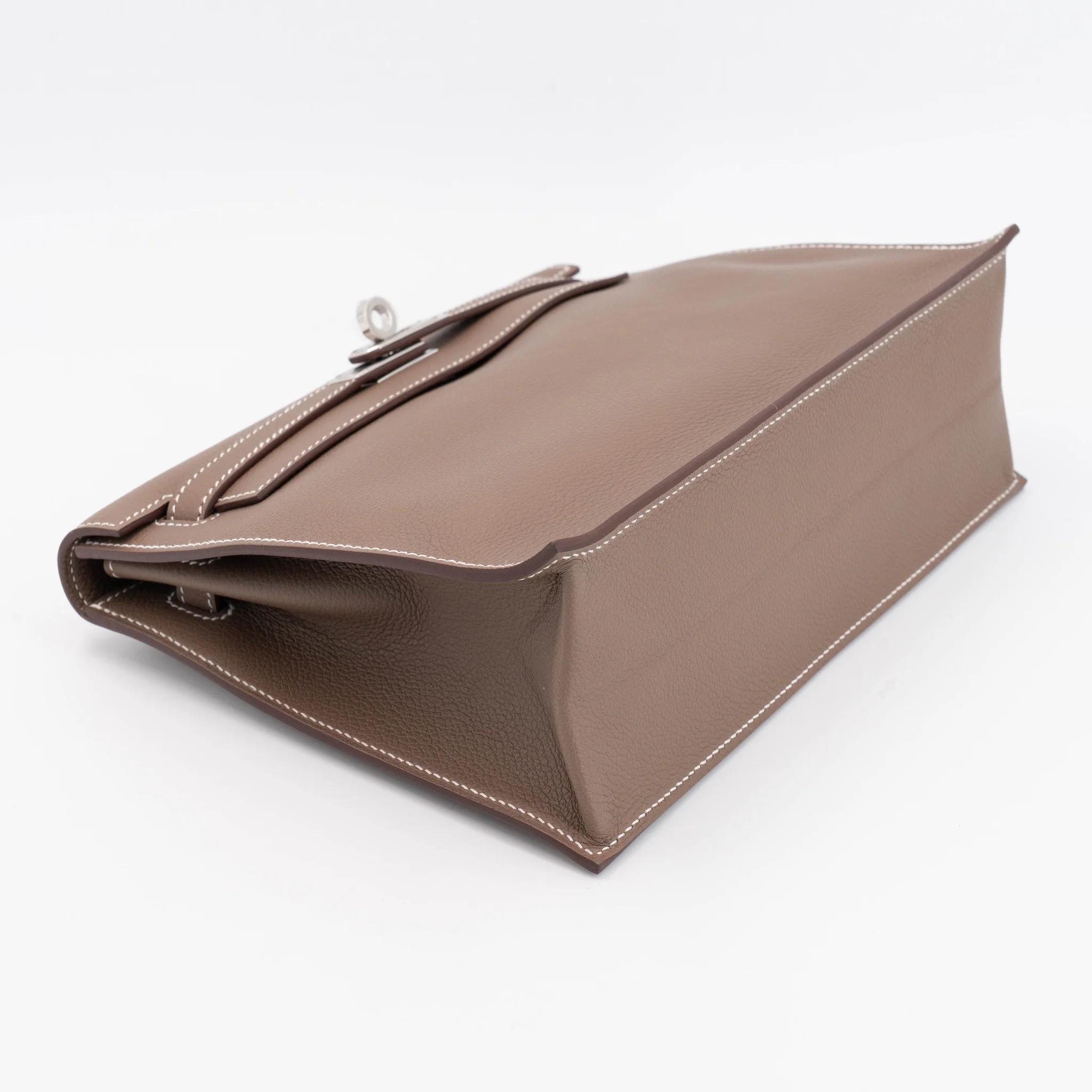 Brand New ( Rank N ) HERMÈS Kelly Danse Verso Etoupe (18) New Vert Fonce (04) Evercolor Palladium hardware G (2026) - 4
