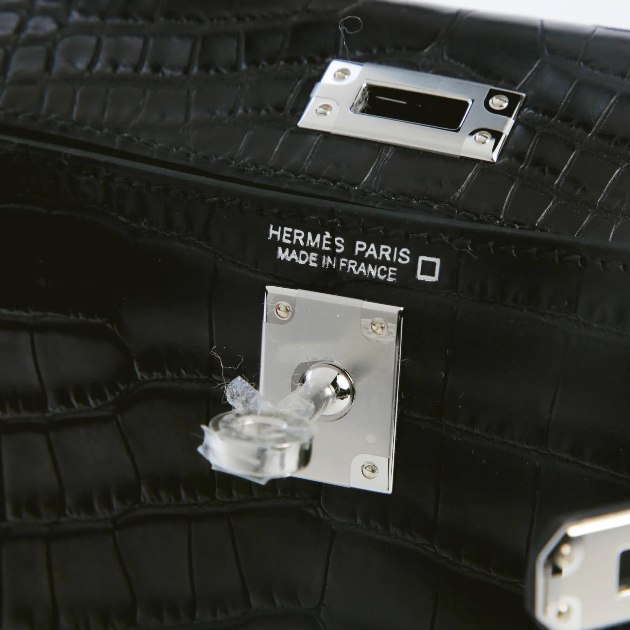 ランク NS 未使用品 HERMÈS エルメス ミニケリー2 ブラック (89) クロコダイル アリゲーター マット シルバー金具 G刻印 (2026) - 9