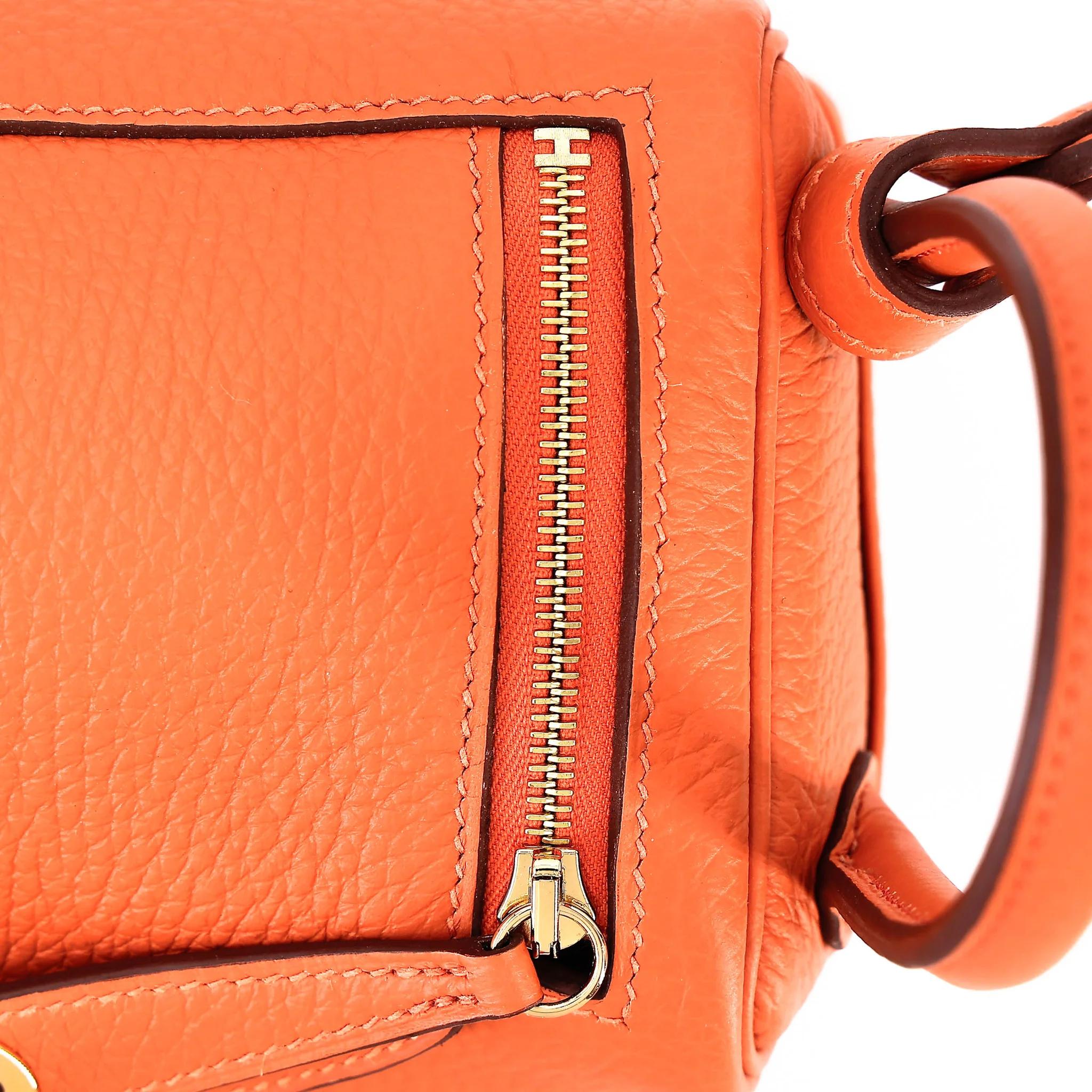 ランク SA HERMÈS エルメス ミニリンディ オレンジ (93) トリヨン ゴールド金具 B刻印 (2023) - 8
