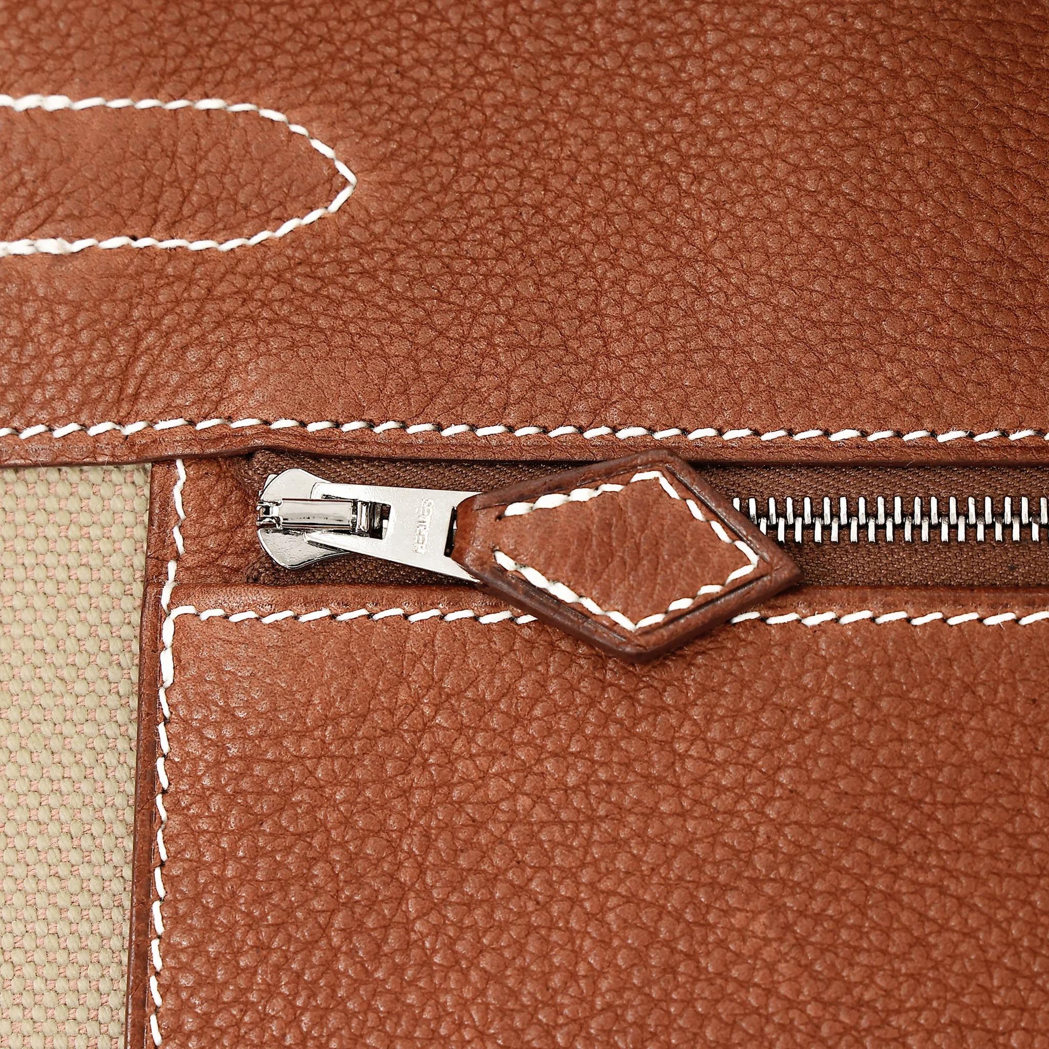 Brand New ( Rank N ) HERMÈS Limited Edition Birkin 35 À L'Envers Fauve (34) Ficelle (17) Barenia Toile H canvas Palladium hardware G (2026) - 10