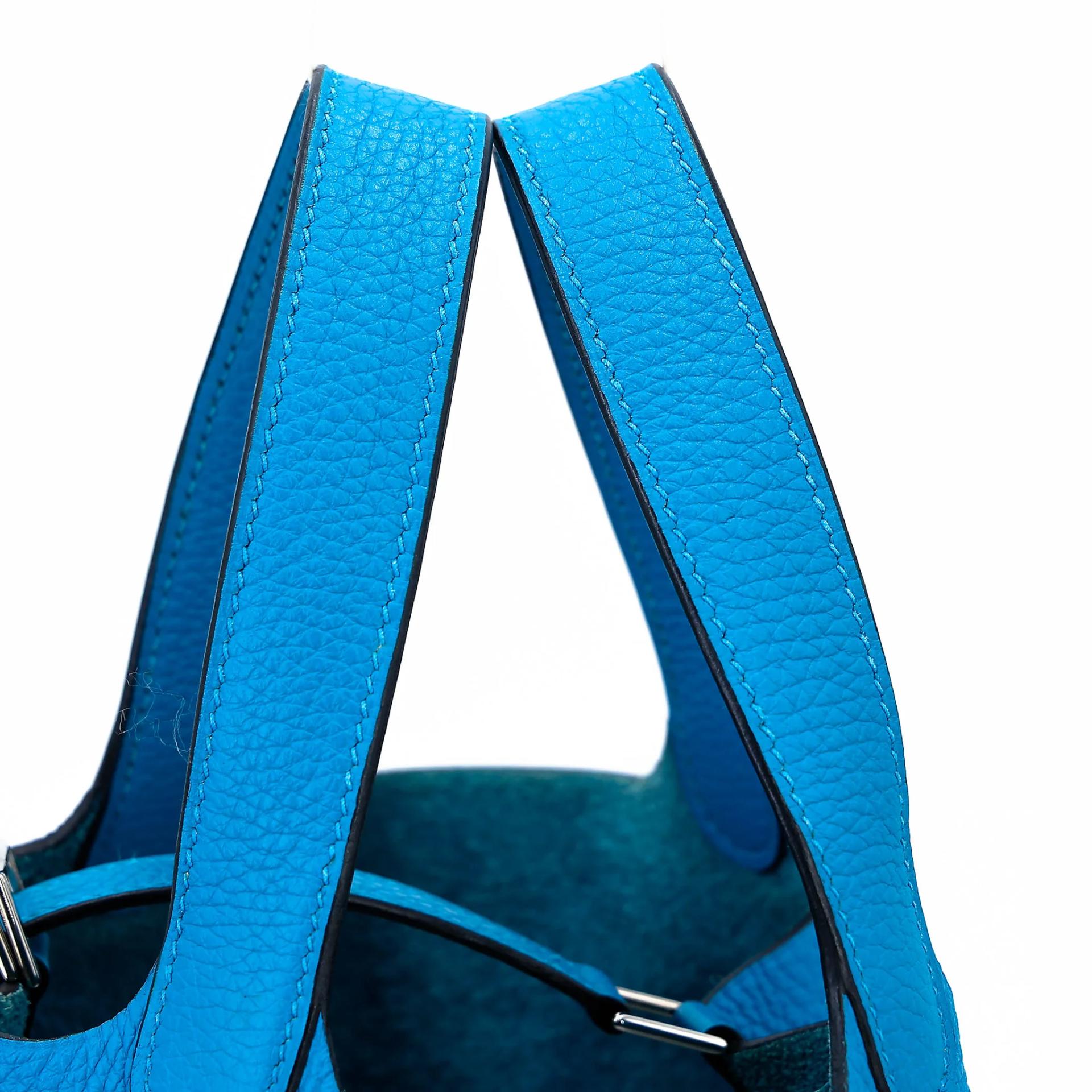 Very Good ( Rank A) HERMÈS Picotin Lock PM Bleu Frida (0F) Clemence Palladium hardware Y (2020) - 3