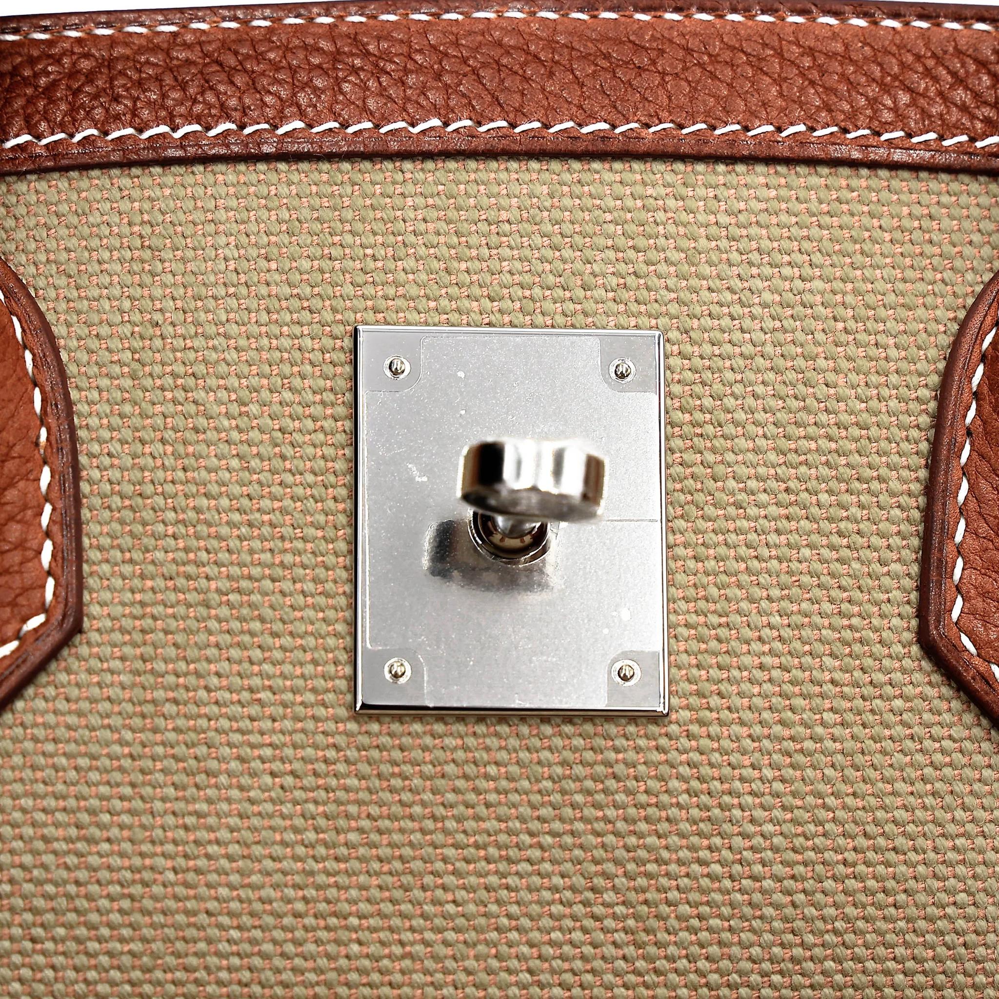 Brand New ( Rank N ) HERMÈS Limited Edition Birkin 35 À L'Envers Fauve (34) Ficelle (17) Barenia Toile H canvas Palladium hardware G (2026) - 13