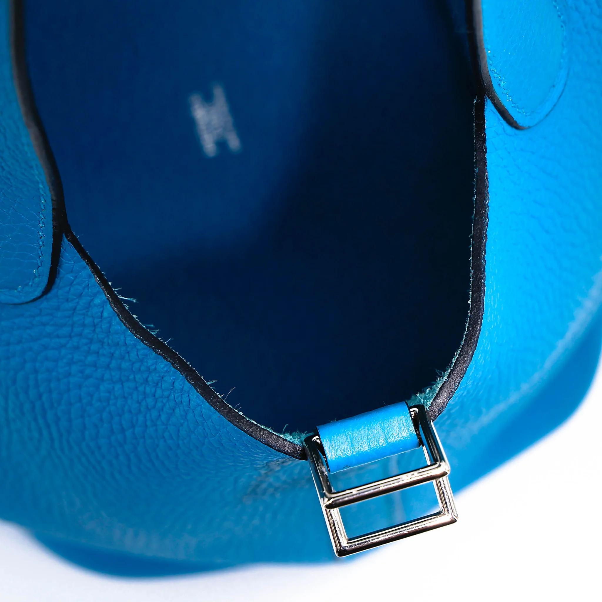 ランク A HERMÈS エルメス ピコタンロックPM ブルーフリーダ (0F) トリヨン シルバー金具 Y刻印 (2020) - 15