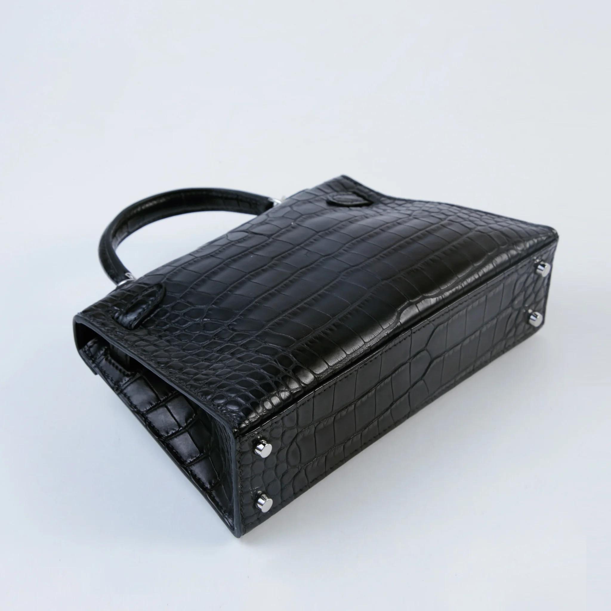 ランク NS 未使用品 HERMÈS エルメス ミニケリー2 ブラック (89) クロコダイル アリゲーター マット シルバー金具 G刻印 (2026) - 6