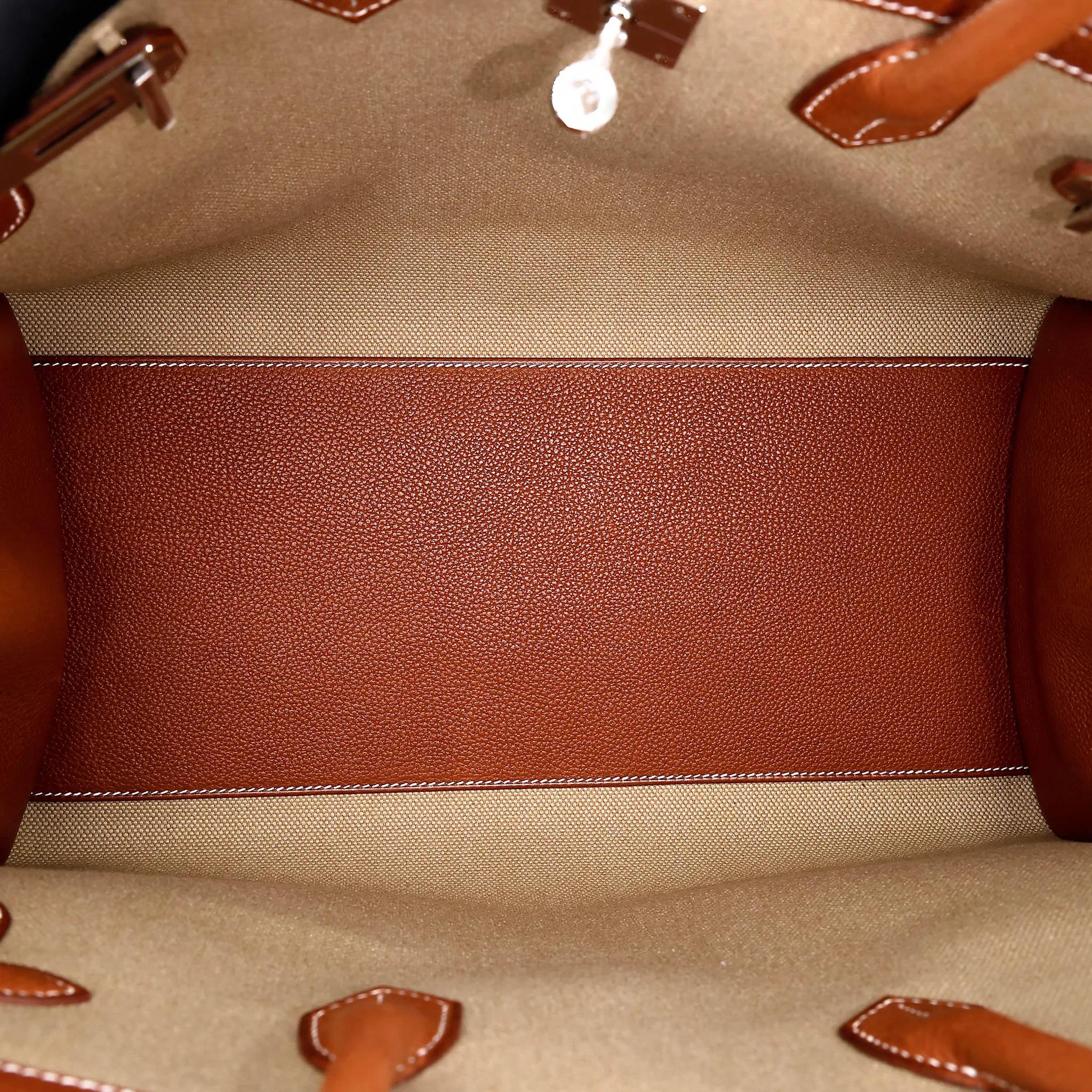 Brand New ( Rank N ) HERMÈS Limited Edition Birkin 35 À L'Envers Fauve (34) Ficelle (17) Barenia Toile H canvas Palladium hardware G (2026) - 20