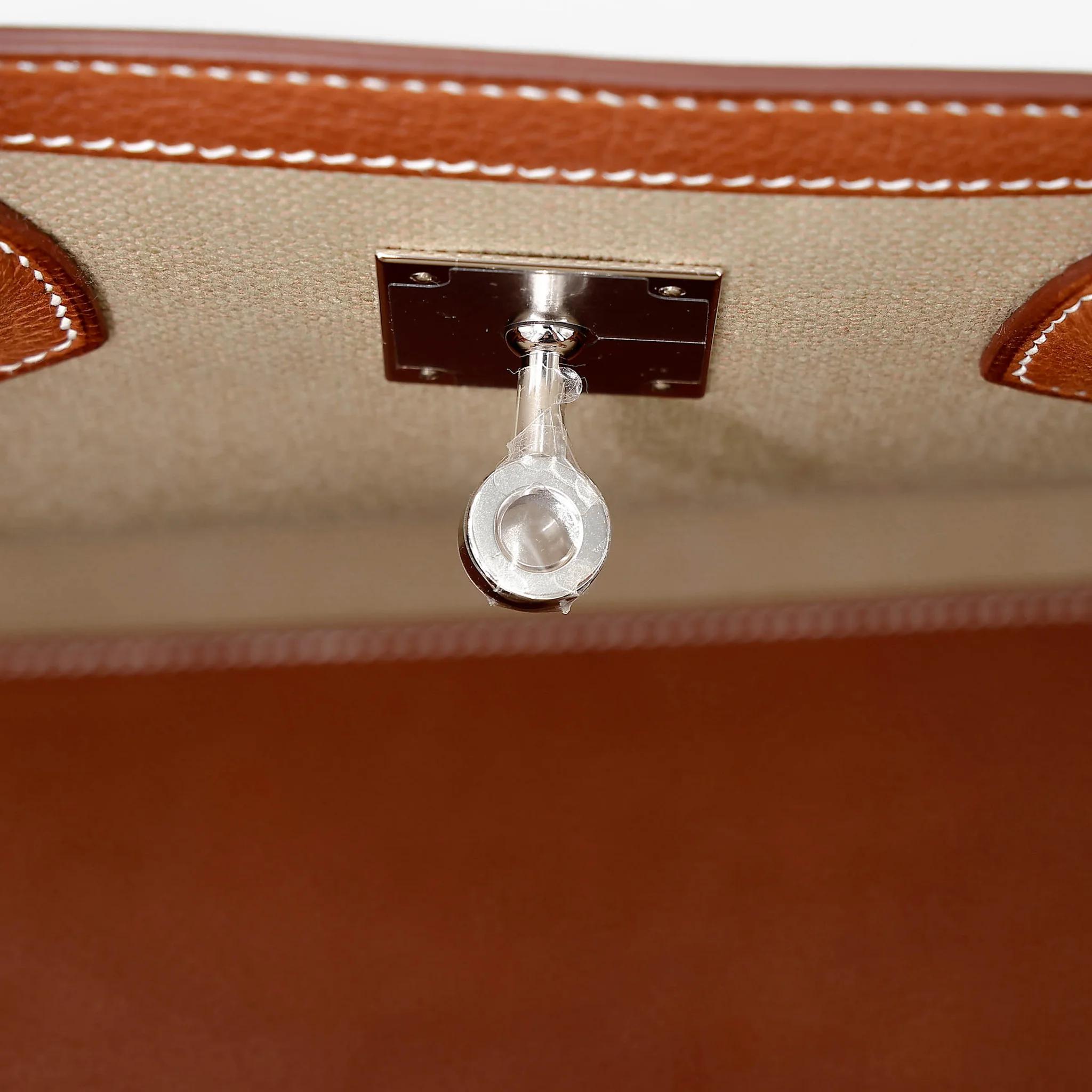 Brand New ( Rank N ) HERMÈS Limited Edition Birkin 35 À L'Envers Fauve (34) Ficelle (17) Barenia Toile H canvas Palladium hardware G (2026) - 19