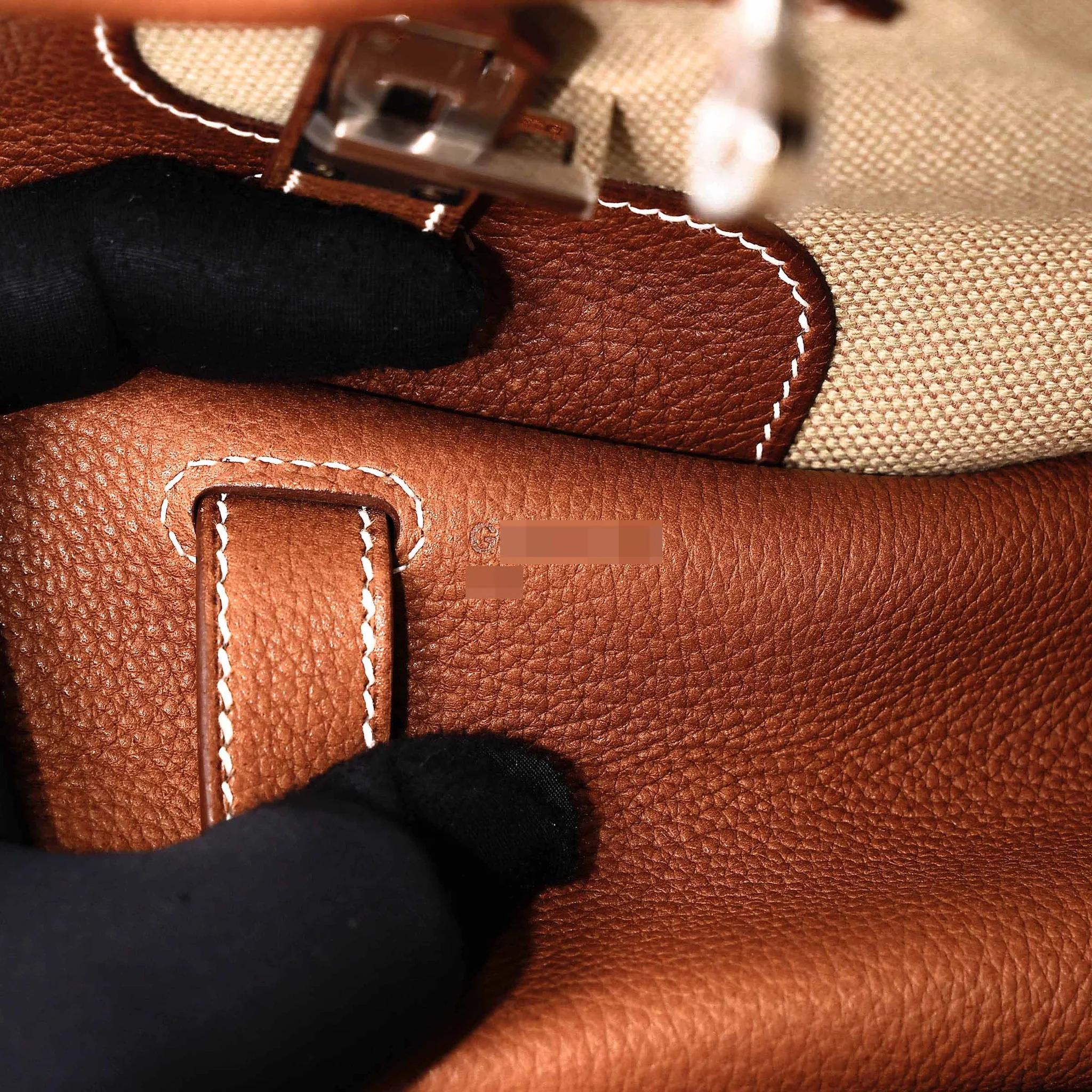 Brand New ( Rank N ) HERMÈS Limited Edition Birkin 35 À L'Envers Fauve (34) Ficelle (17) Barenia Toile H canvas Palladium hardware G (2026) - 16
