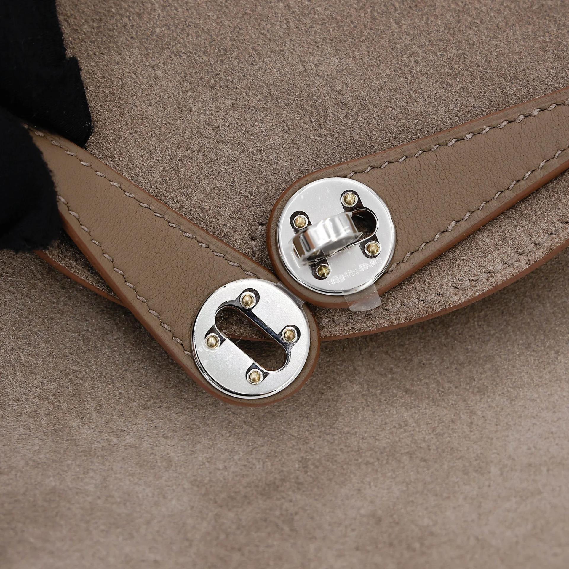 Brand New ( Rank N ) HERMÈS Mini Lindy II Etoupe (18) Grizzly Swift Palladium hardware G (2026) - 8
