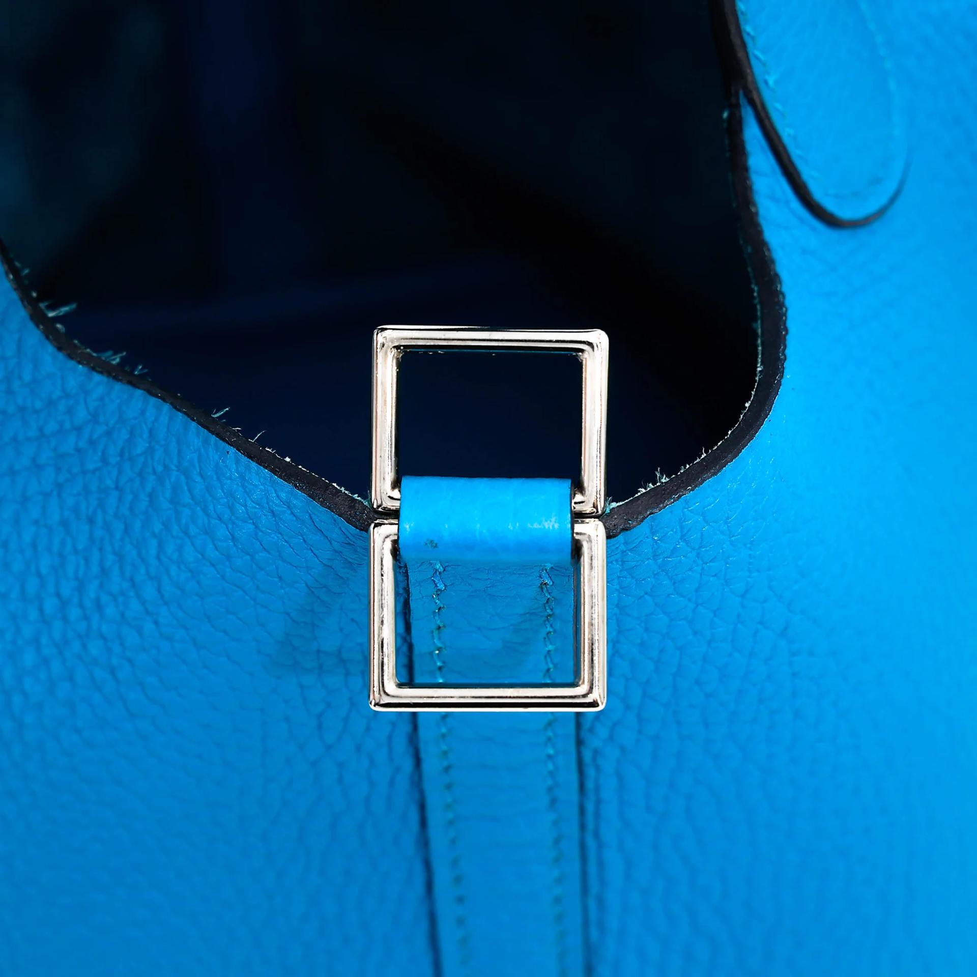 Very Good ( Rank A) HERMÈS Picotin Lock PM Bleu Frida (0F) Clemence Palladium hardware Y (2020) - 13