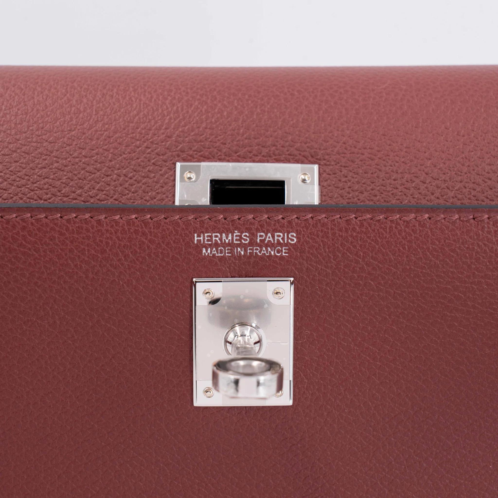 Brand New ( Rank N ) HERMÈS Kelly Danse Rouge H (55) Evercolor Palladium hardware G (2026) - 9