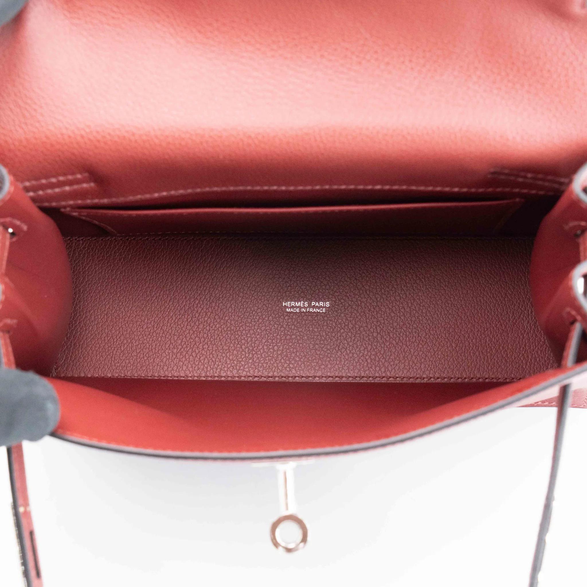 Brand New ( Rank N ) HERMÈS Kelly Danse Rouge H (55) Evercolor Palladium hardware G (2026) - 12