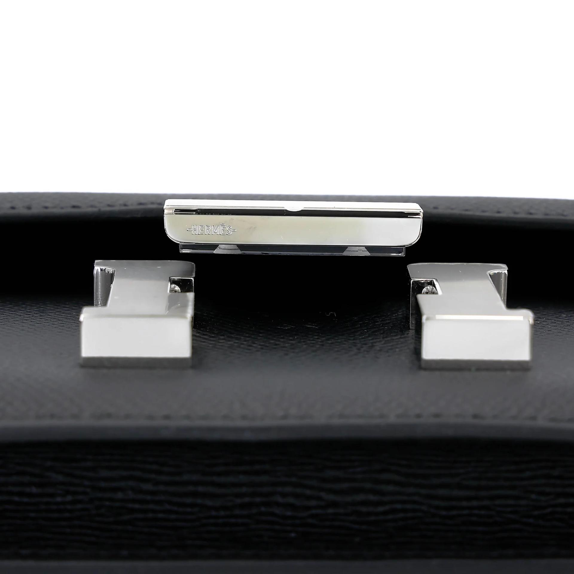 Brand New ( Rank N ) HERMÈS Constance Mini 19 Mirror Noir (89) Epsom Palladium hardware G (2026) - 9