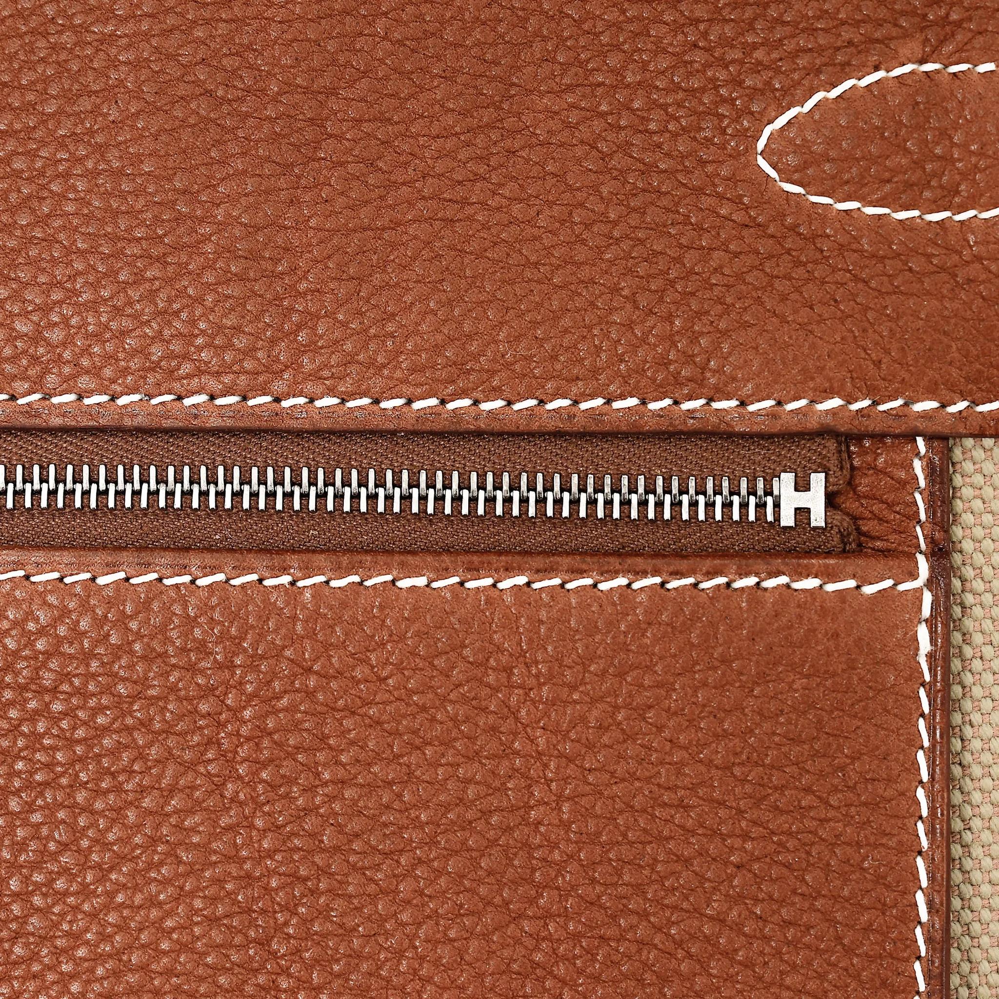 Brand New ( Rank N ) HERMÈS Limited Edition Birkin 35 À L'Envers Fauve (34) Ficelle (17) Barenia Toile H canvas Palladium hardware G (2026) - 11