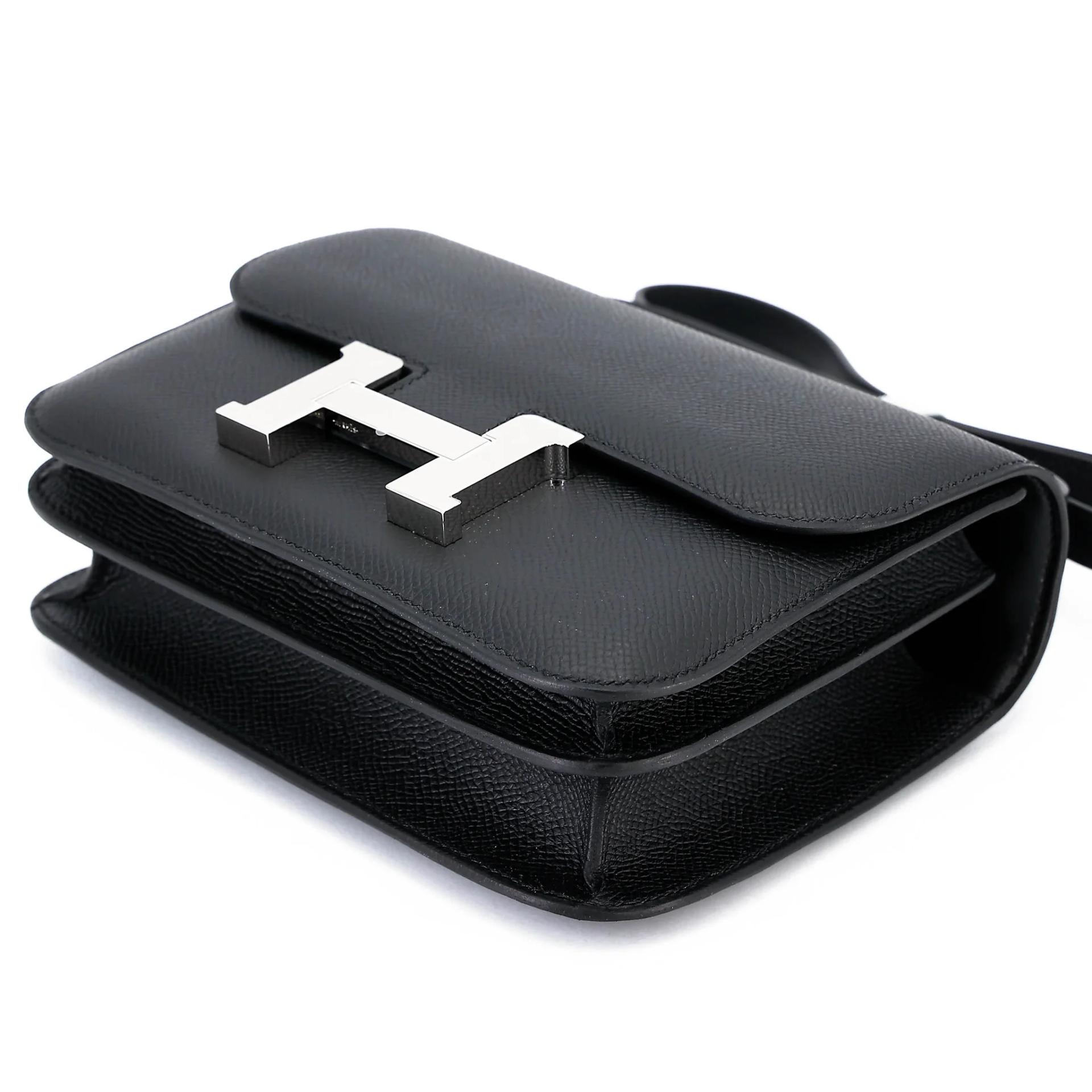 Brand New ( Rank N ) HERMÈS Constance Mini 19 Mirror Noir (89) Epsom Palladium hardware G (2026) - 4