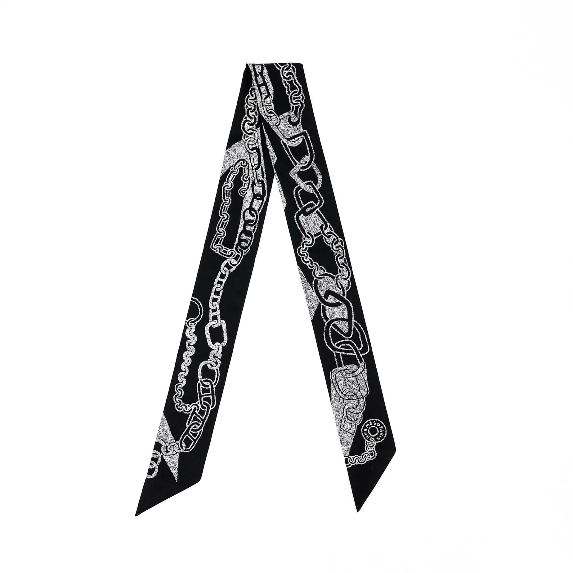 Brand New ( Rank N ) HERMÈS Twilly Boucles et Maillons Black Silk - 2
