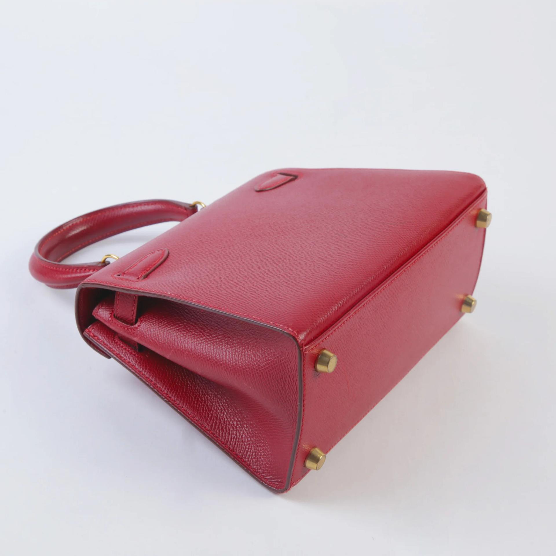 中古AB HERMÈS 爱马仕 Mini Kelly 20 53 Vif红 Rouge Vif 金扣 〇Y刻 1995年 - 7