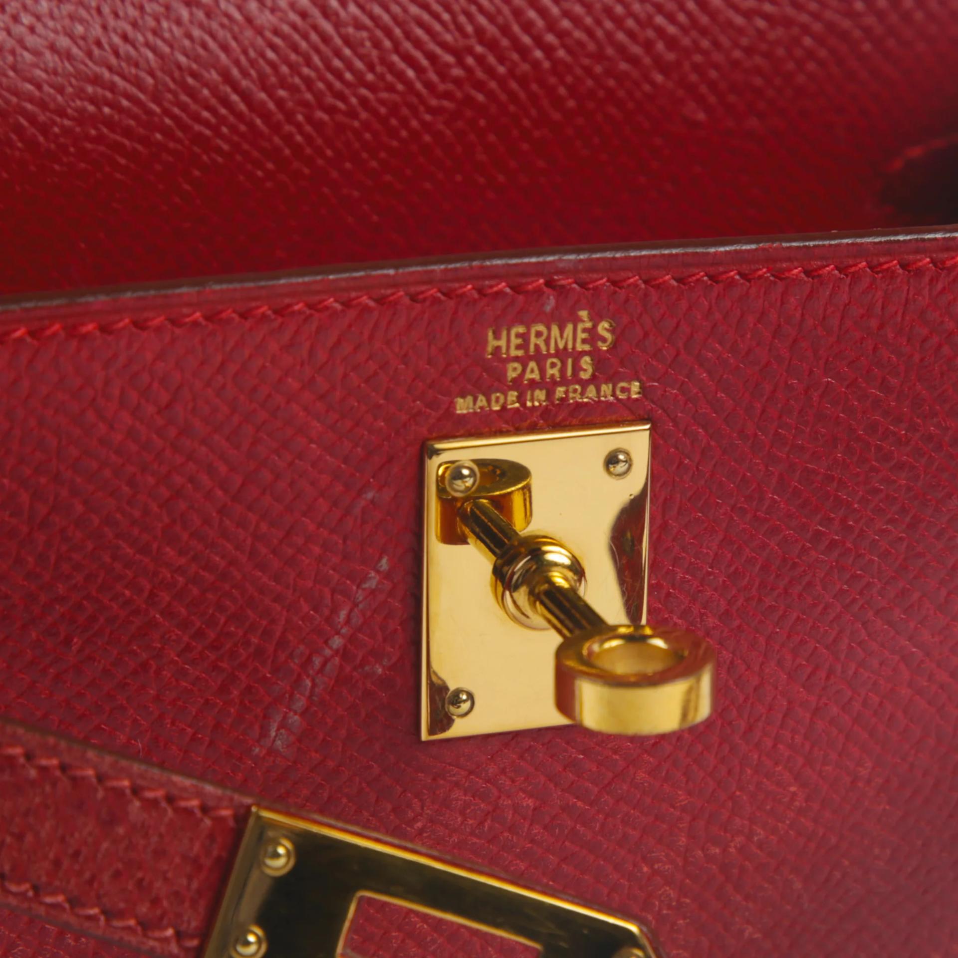 中古AB HERMÈS 爱马仕 Mini Kelly 20 53 Vif红 Rouge Vif 金扣 〇Y刻 1995年 - 13