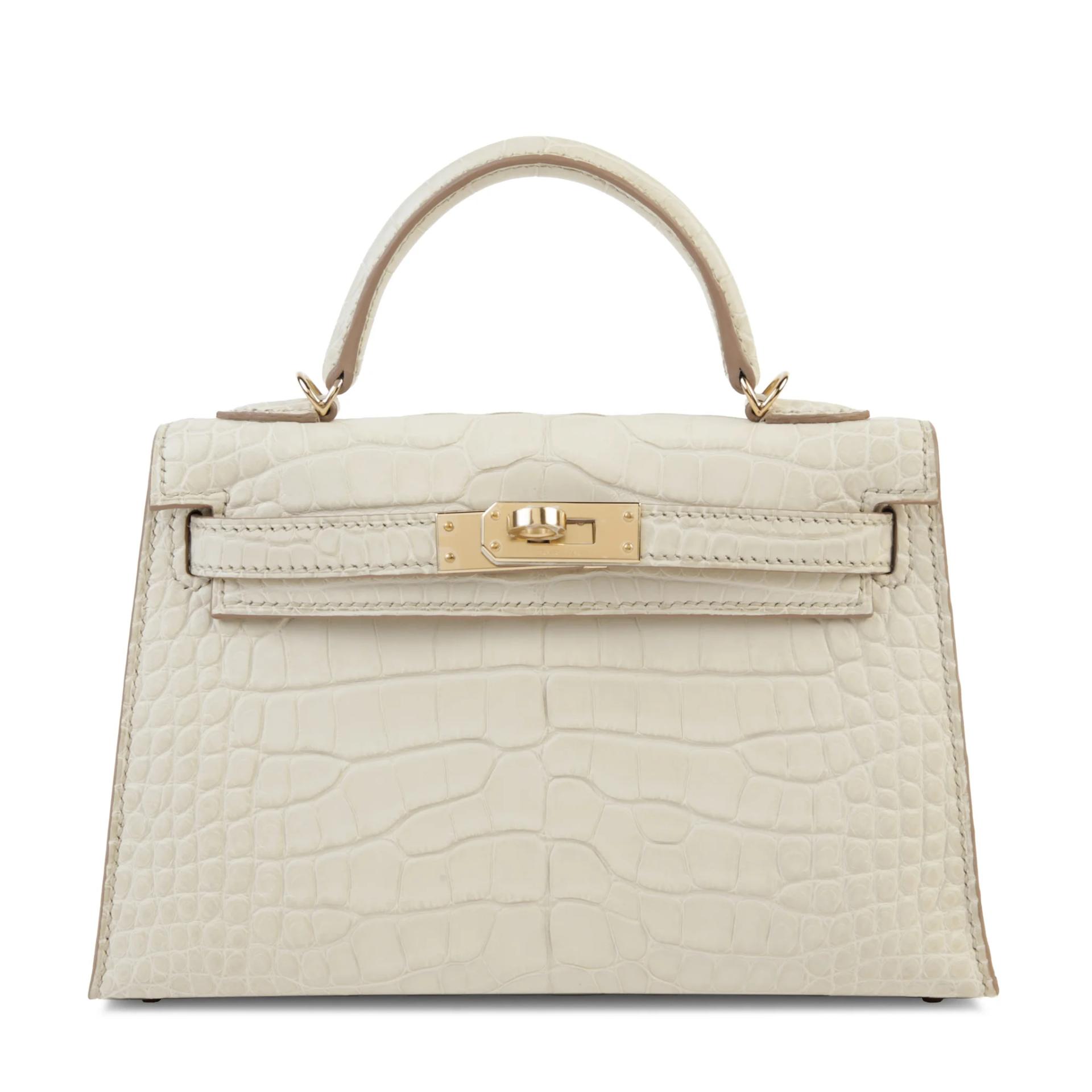Unused ( Rank NS ) HERMÈS Mini Kelly II Beton (8L) Matte Alligator Permabrass hardware K (2025) - 1