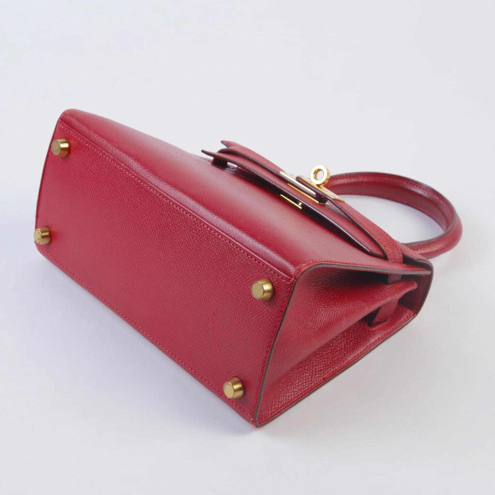 Good ( Rank AB) HERMÈS Vintage Mini Kelly 20 Rouge Vif (53) Gold hardware Circle Y (1995) - 6