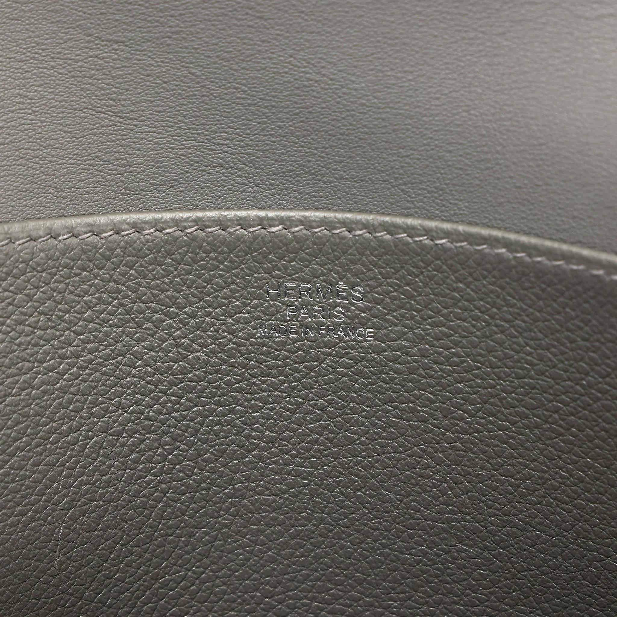 Unused ( Rank NS ) HERMÈS Halzan 25 Gris Meyer (0L) Evercolor Palladium hardware U (2022) - 15