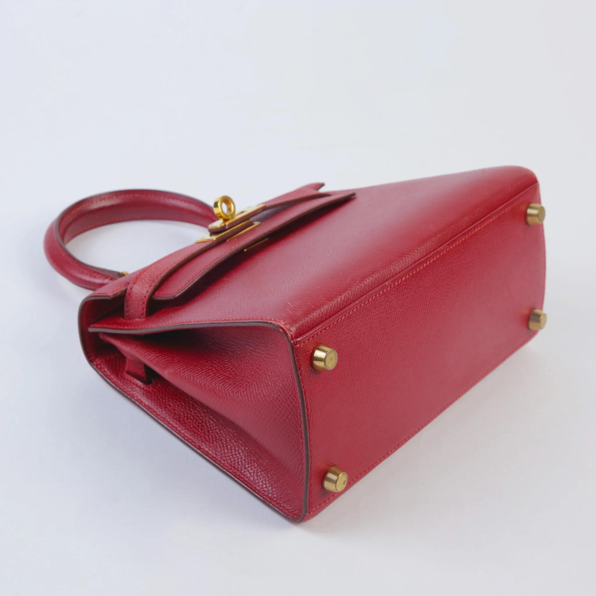 Good ( Rank AB) HERMÈS Vintage Mini Kelly 20 Rouge Vif (53) Gold hardware Circle Y (1995) - 5