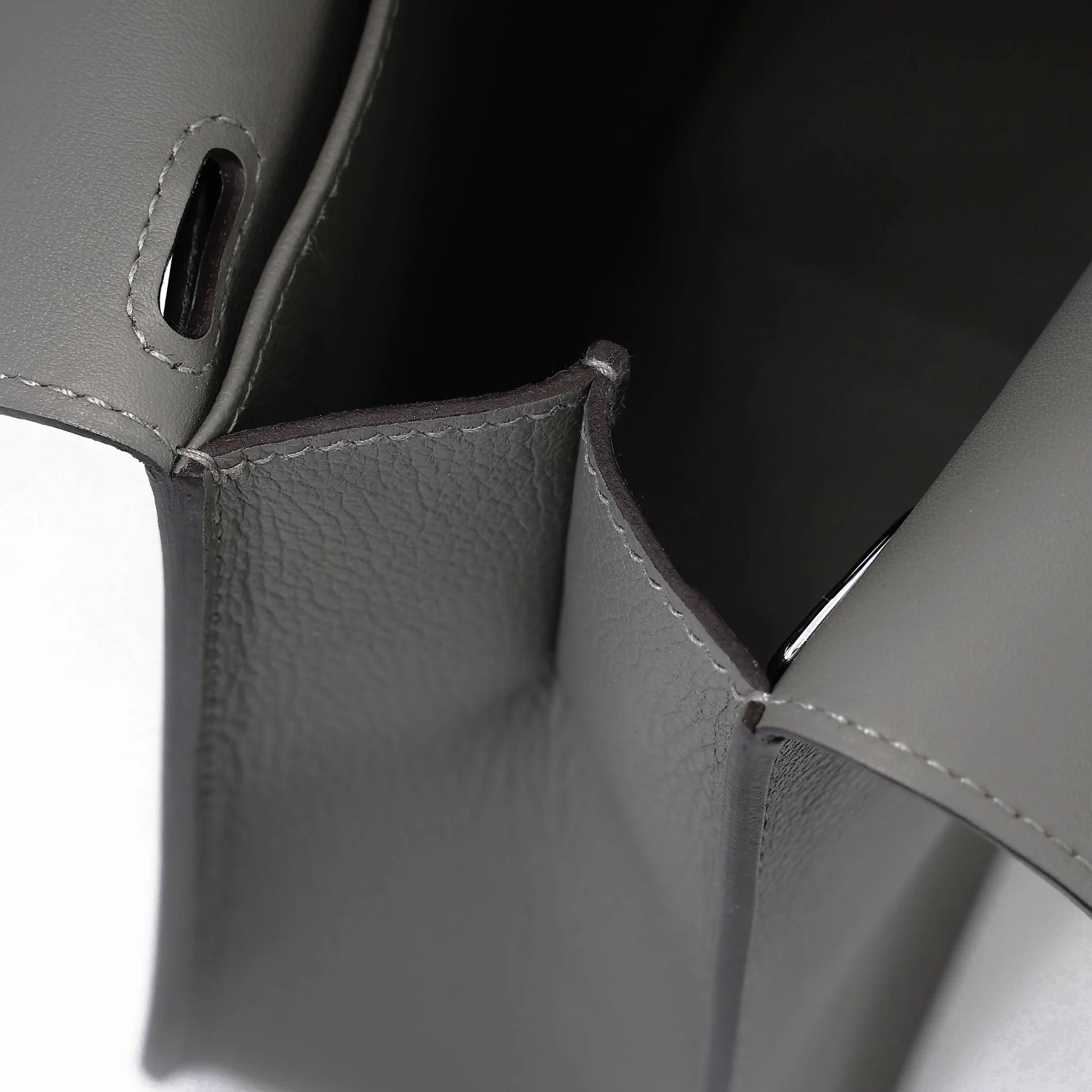 Unused ( Rank NS ) HERMÈS Halzan 25 Gris Meyer (0L) Evercolor Palladium hardware U (2022) - 22