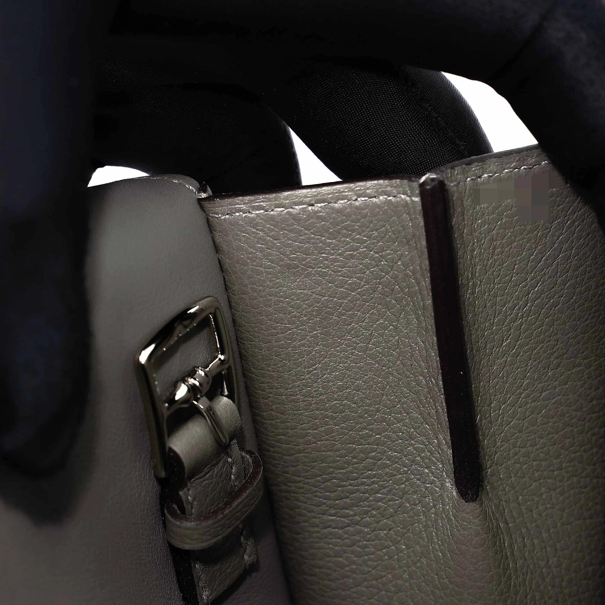 Unused ( Rank NS ) HERMÈS Halzan 25 Gris Meyer (0L) Evercolor Palladium hardware U (2022) - 17