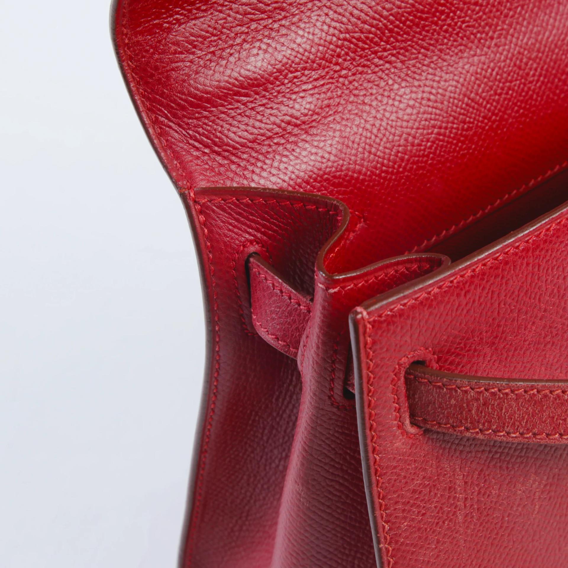 中古AB HERMÈS 爱马仕 Mini Kelly 20 53 Vif红 Rouge Vif 金扣 〇Y刻 1995年 - 17