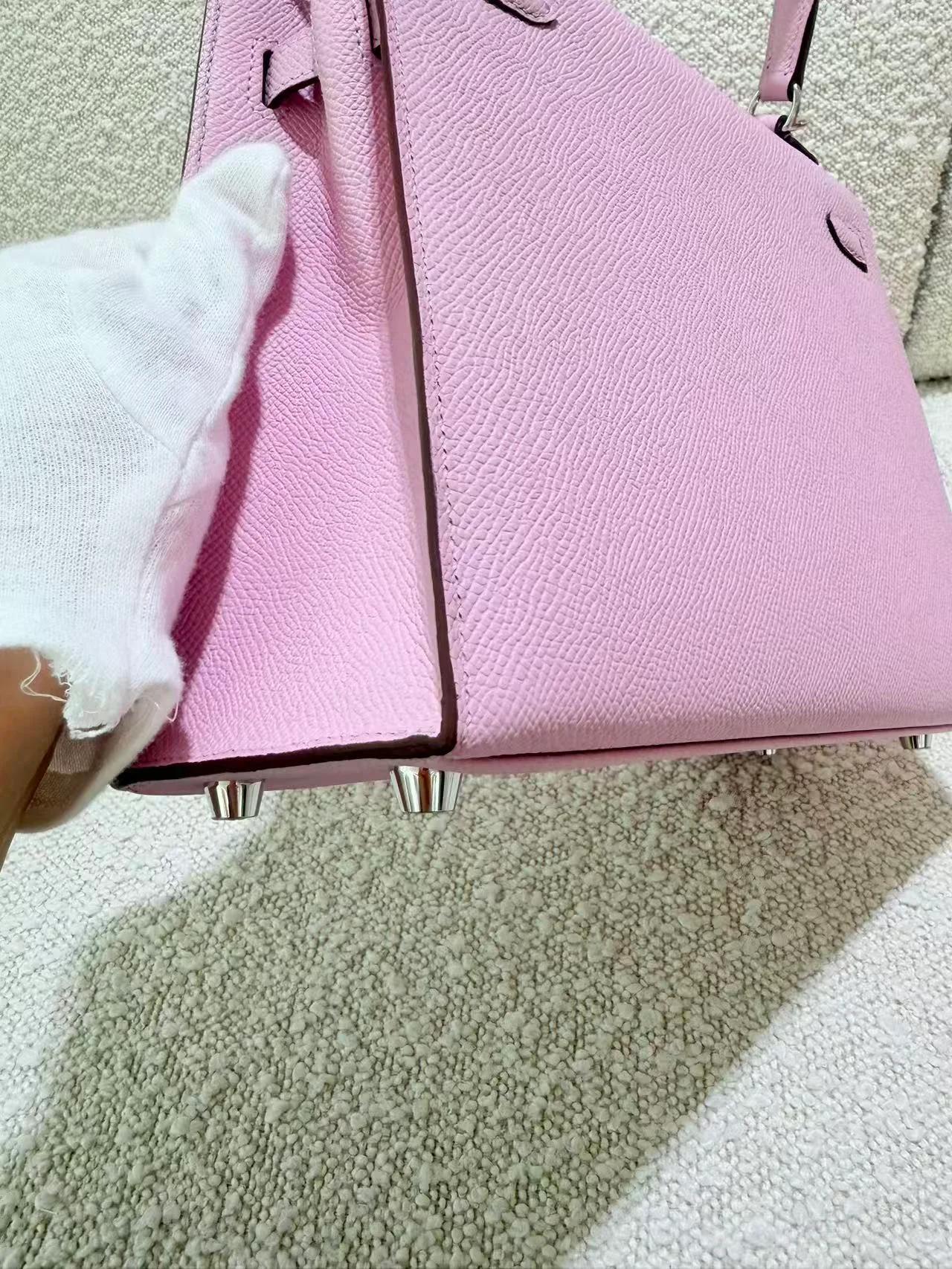 Brand New ( Rank N ) HERMÈS Kelly 25 Sellier Mauve Sylvestre (X9) Epsom Palladium hardware K (2025) - 11