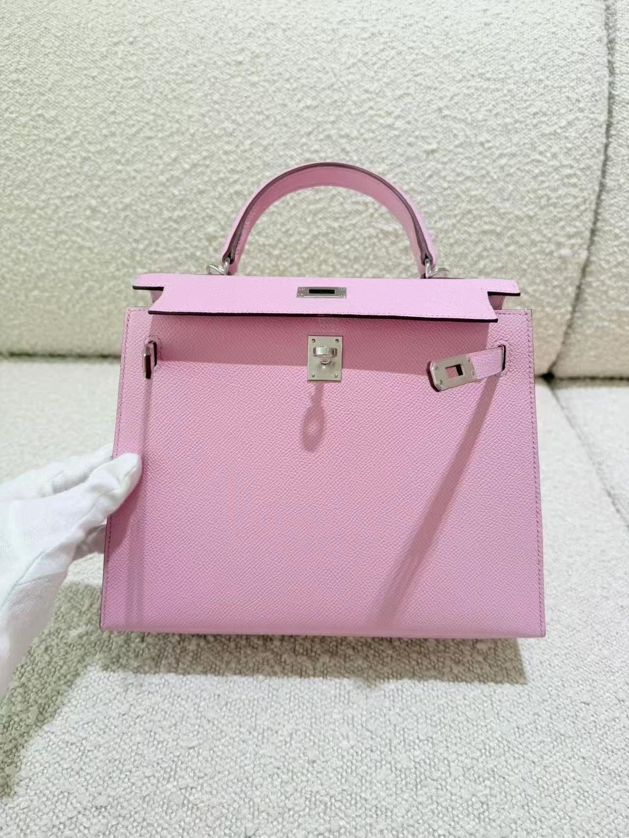 Brand New ( Rank N ) HERMÈS Kelly 25 Sellier Mauve Sylvestre (X9) Epsom Palladium hardware K (2025) - 6