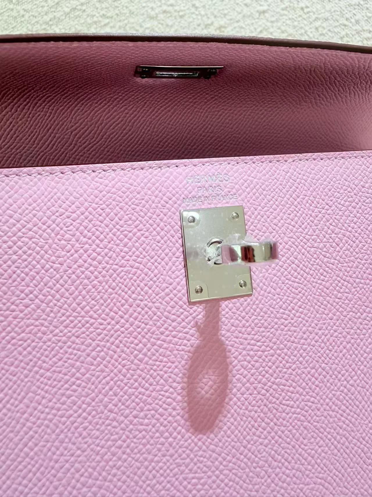 Brand New ( Rank N ) HERMÈS Kelly 25 Sellier Mauve Sylvestre (X9) Epsom Palladium hardware K (2025) - 17