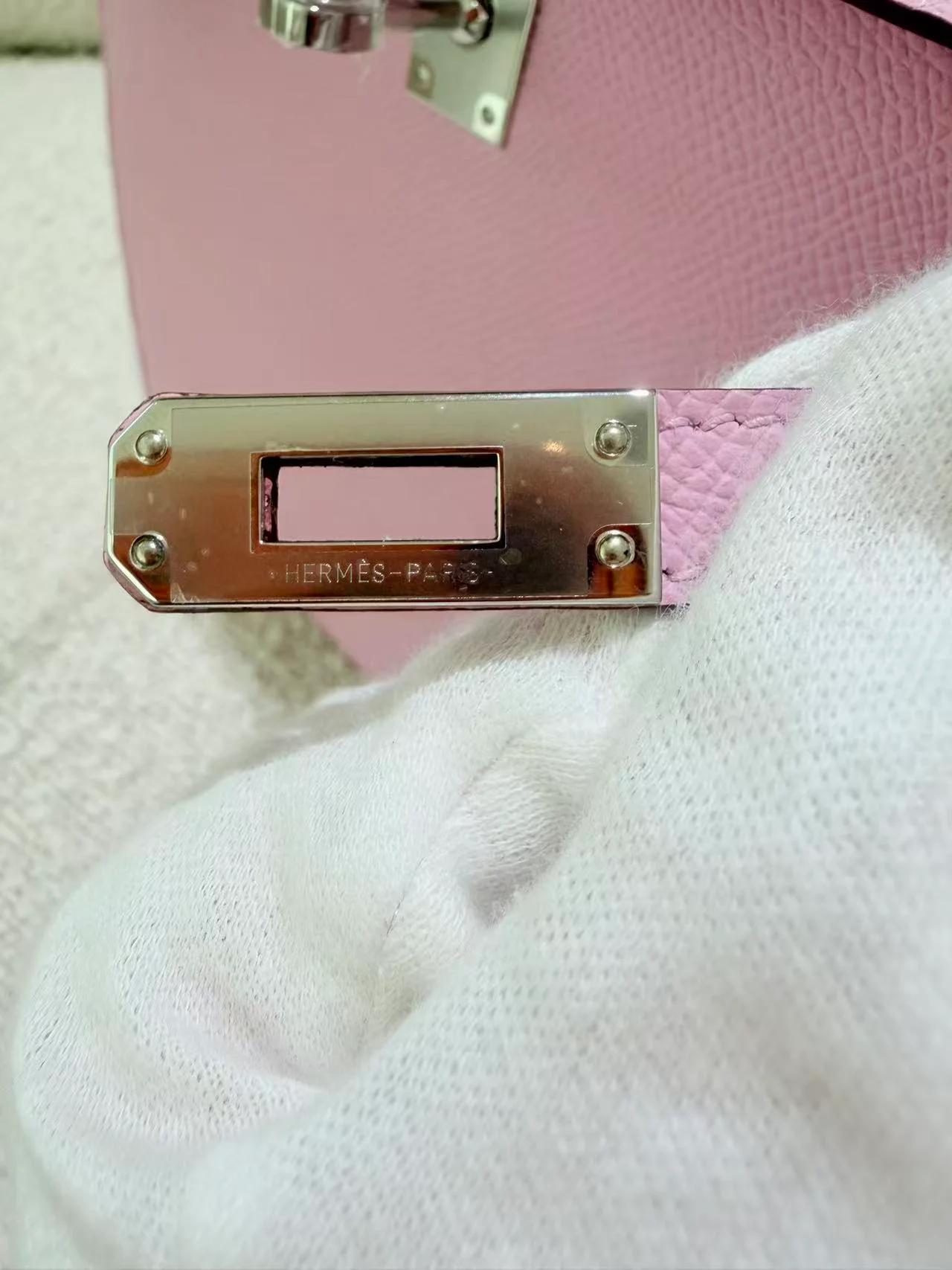 Brand New ( Rank N ) HERMÈS Kelly 25 Sellier Mauve Sylvestre (X9) Epsom Palladium hardware K (2025) - 14