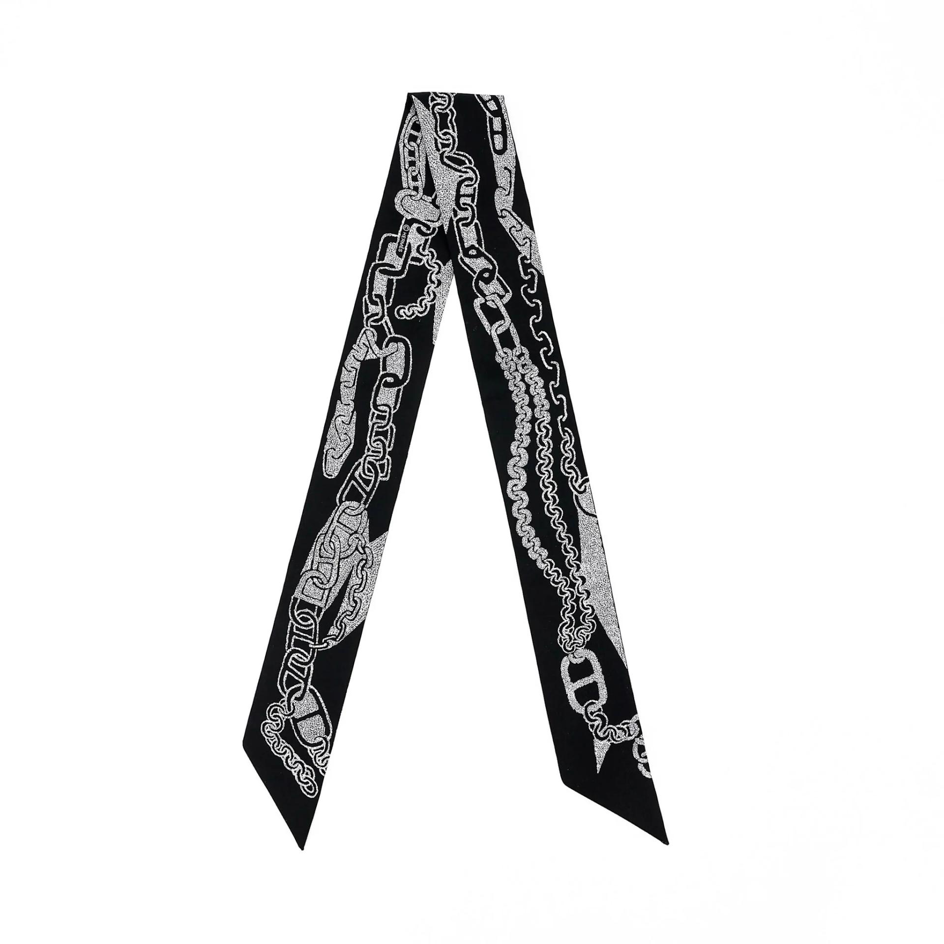 Brand New ( Rank N ) HERMÈS Twilly Boucles et Maillons Black Silk - 1