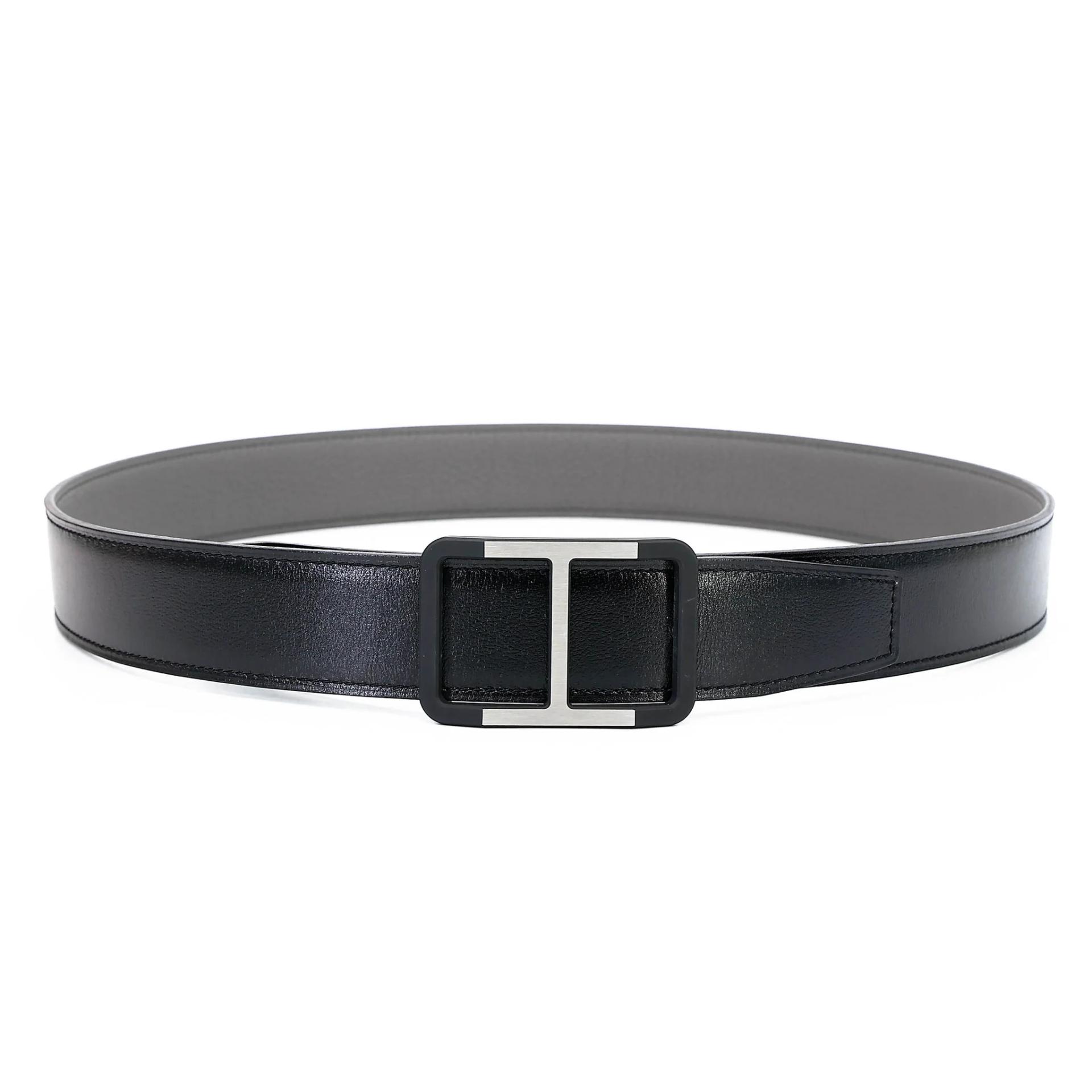 Belt Buckle & Reversible Leather Strap Noir (89)