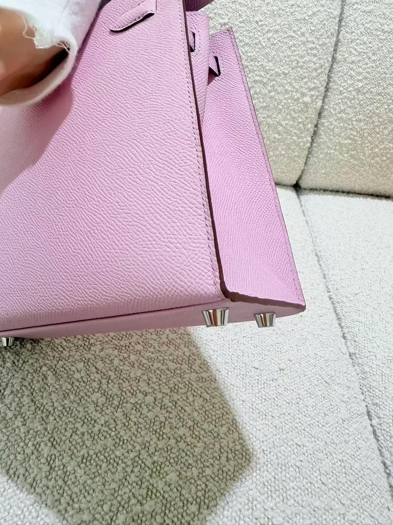 Brand New ( Rank N ) HERMÈS Kelly 25 Sellier Mauve Sylvestre (X9) Epsom Palladium hardware K (2025) - 12