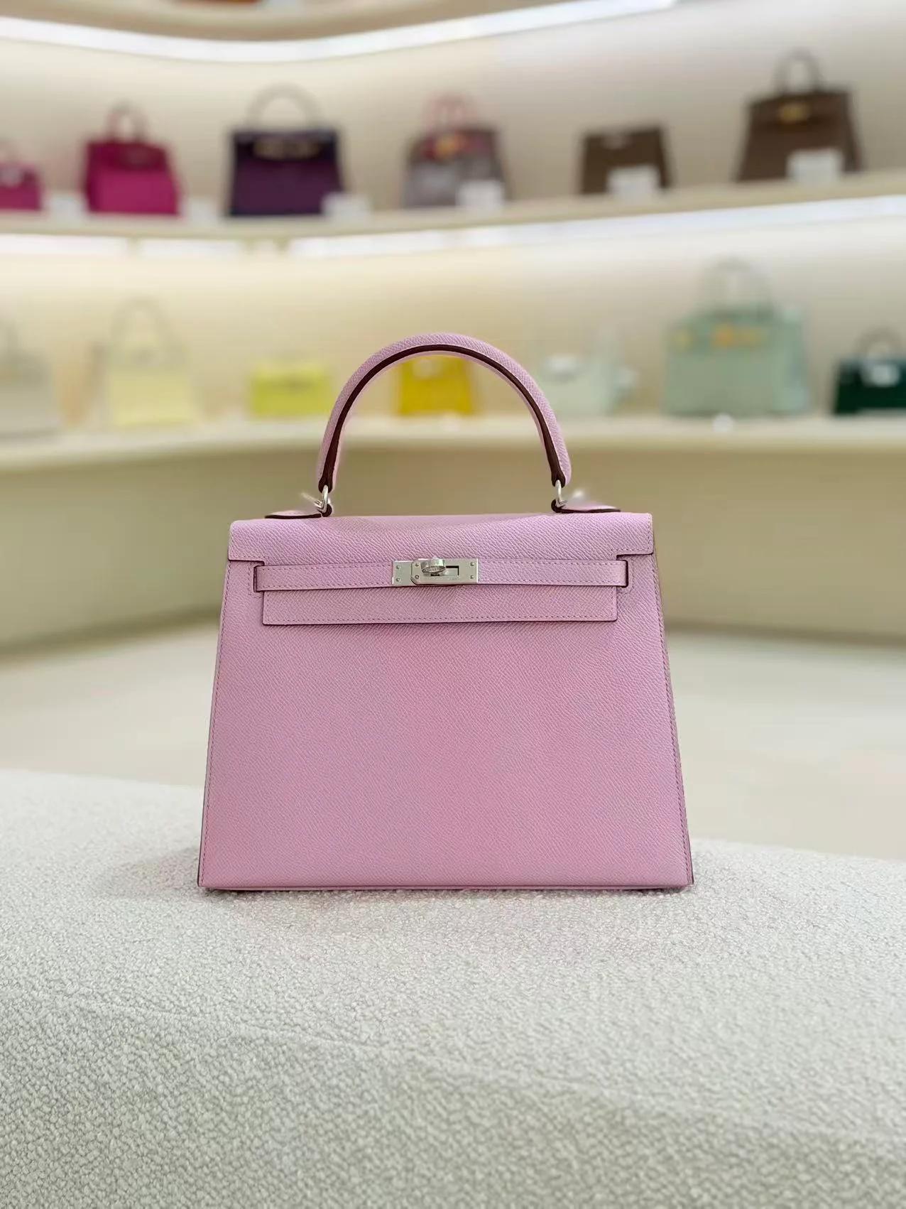 Brand New ( Rank N ) HERMÈS Kelly 25 Sellier Mauve Sylvestre (X9) Epsom Palladium hardware K (2025) - 4