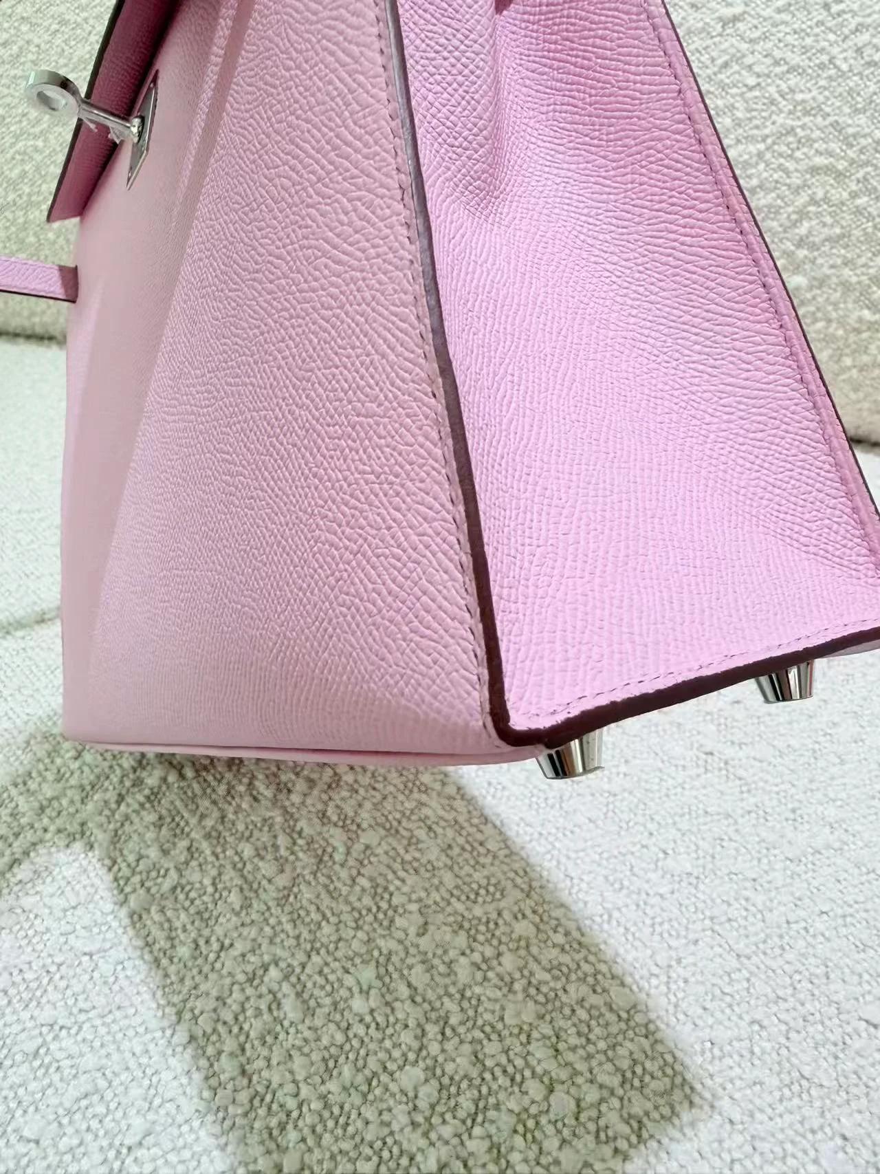 Brand New ( Rank N ) HERMÈS Kelly 25 Sellier Mauve Sylvestre (X9) Epsom Palladium hardware K (2025) - 10