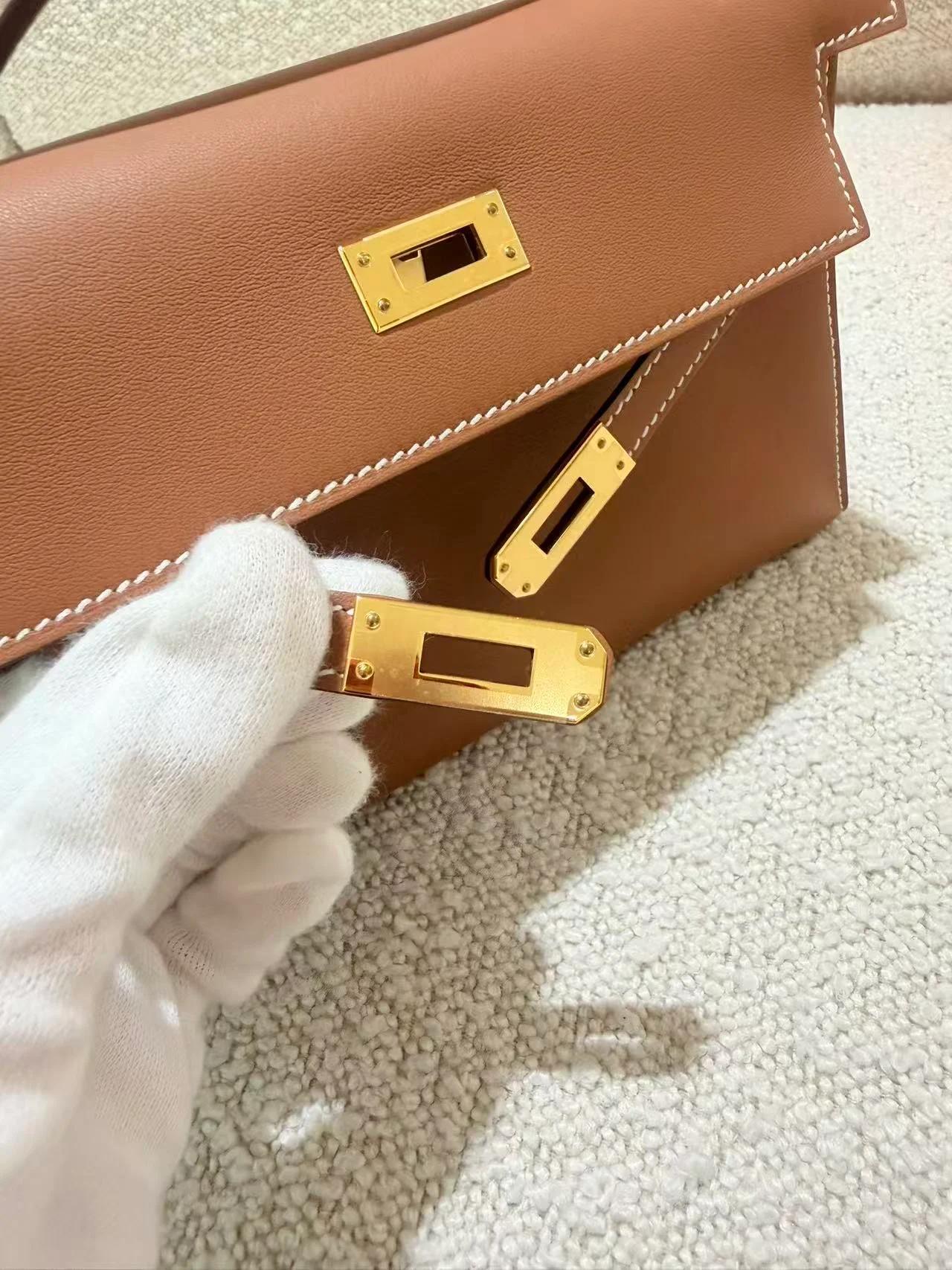 Brand New ( Rank N ) HERMÈS Kelly Pochette Gold (37) Swift Gold hardware G (2026) - 14