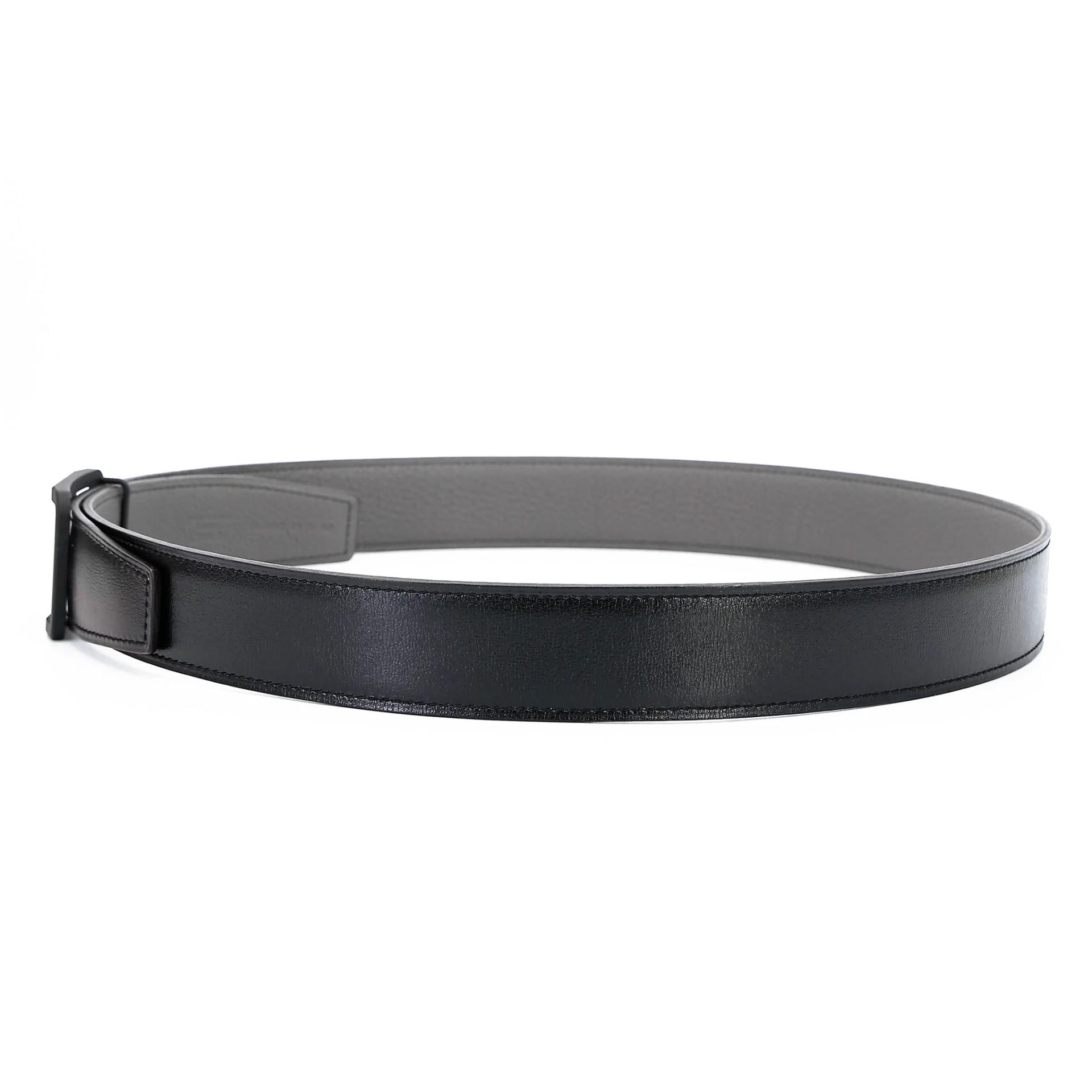 Belt Buckle & Reversible Leather Strap Noir (89)