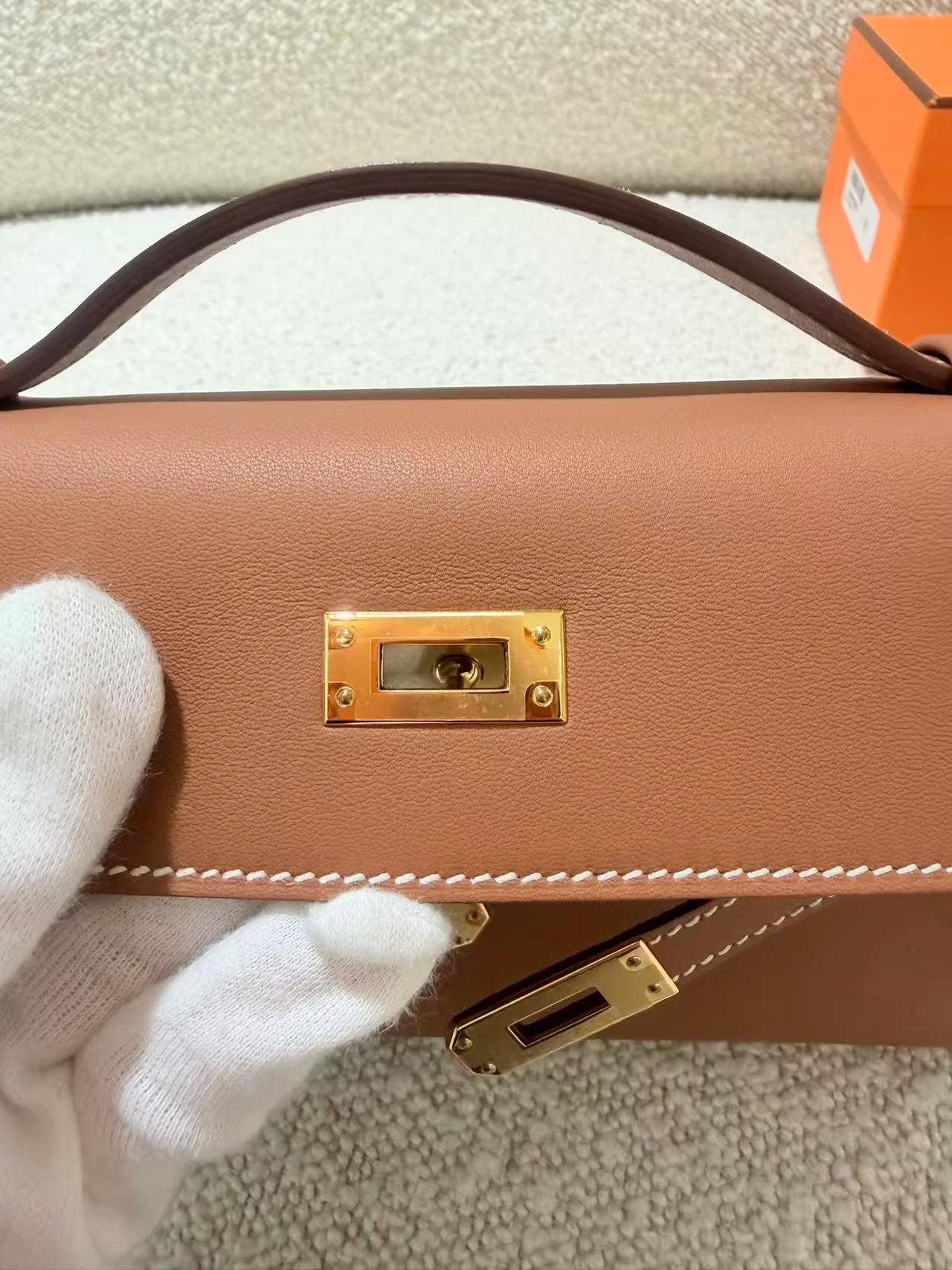 Brand New ( Rank N ) HERMÈS Kelly Pochette Gold (37) Swift Gold hardware G (2026) - 16