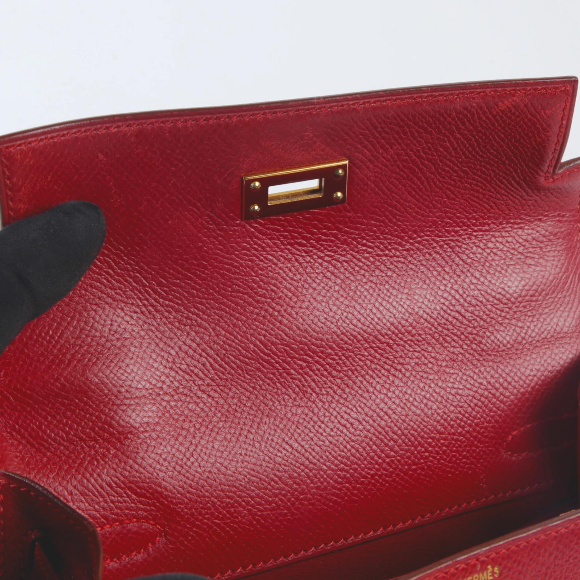 中古AB HERMÈS 爱马仕 Mini Kelly 20 53 Vif红 Rouge Vif 金扣 〇Y刻 1995年 - 14