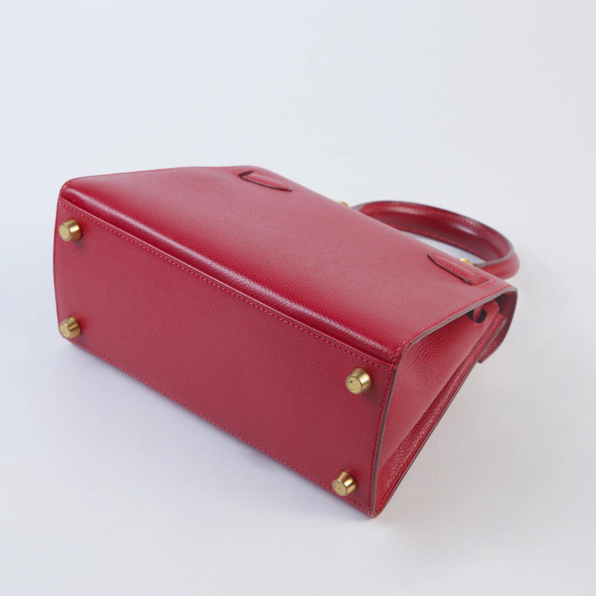 Good ( Rank AB) HERMÈS Vintage Mini Kelly 20 Rouge Vif (53) Gold hardware Circle Y (1995) - 8