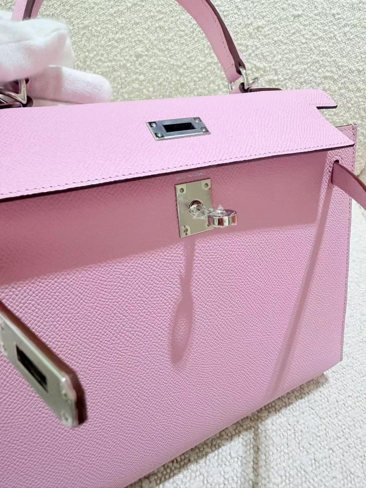Brand New ( Rank N ) HERMÈS Kelly 25 Sellier Mauve Sylvestre (X9) Epsom Palladium hardware K (2025) - 15