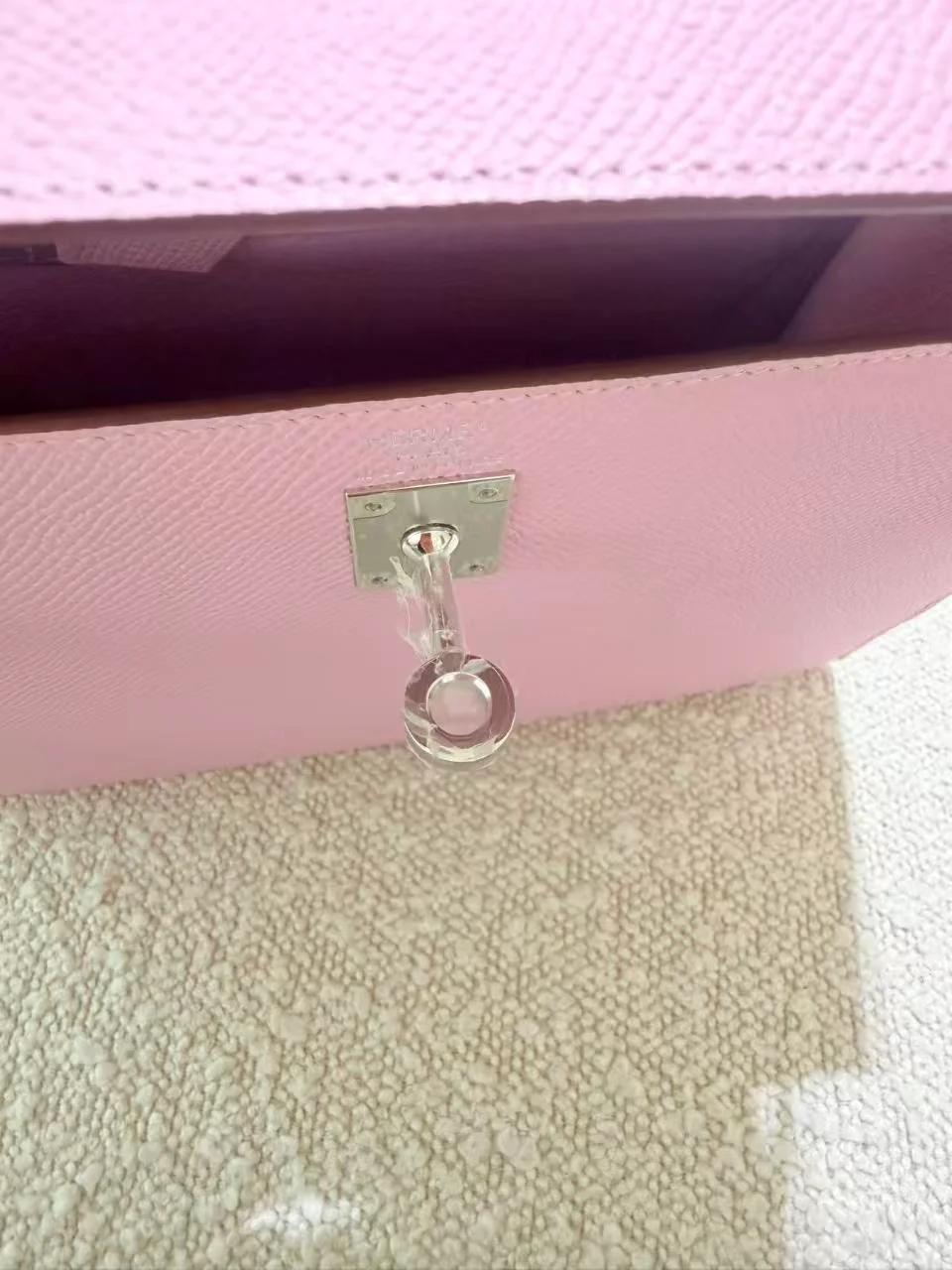 Brand New ( Rank N ) HERMÈS Kelly 25 Sellier Mauve Sylvestre (X9) Epsom Palladium hardware K (2025) - 16